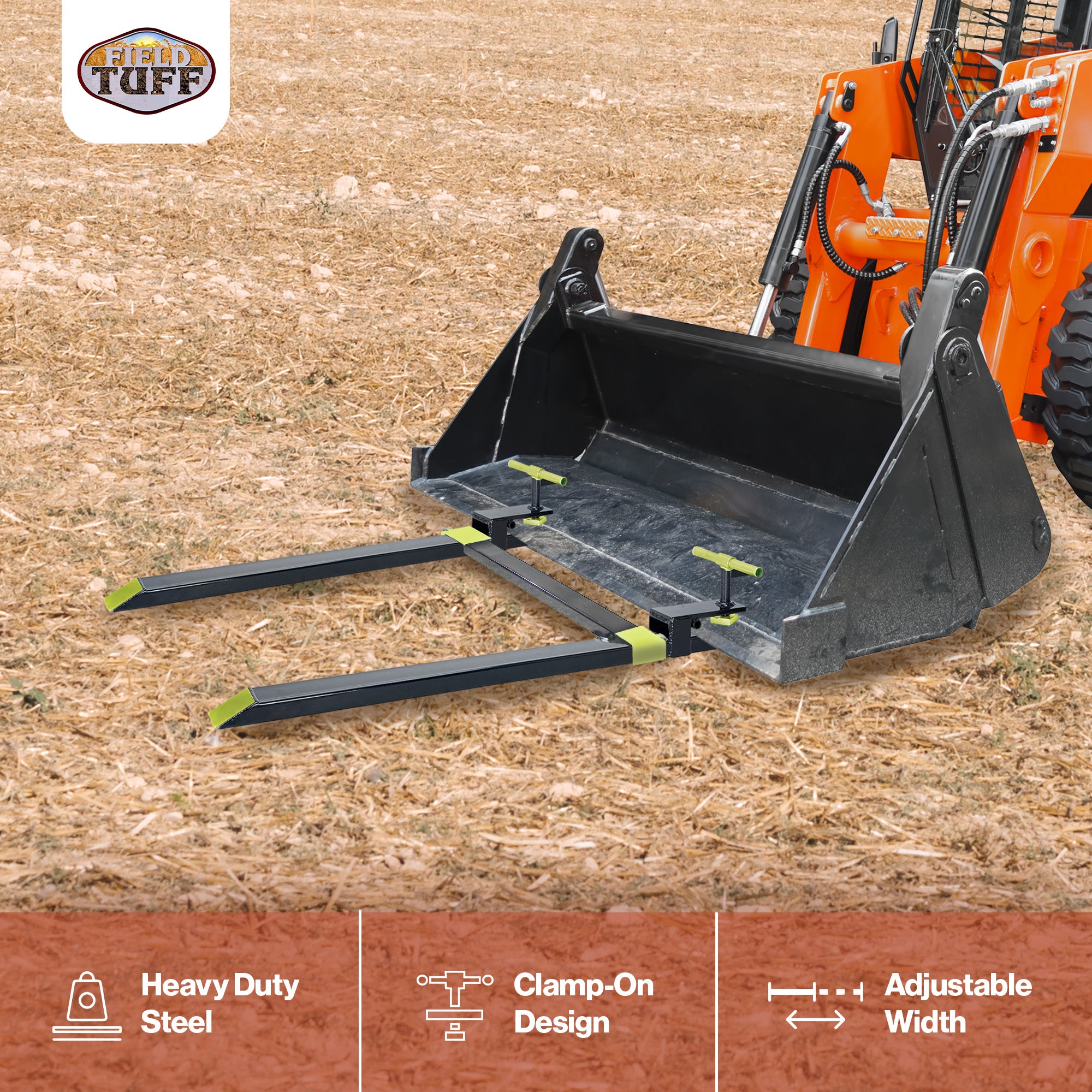 Field Tuff Fork Stabilizer Heavy Duty Clamp-On Adjustable Accessory, 2600 Pound - VMInnovations
