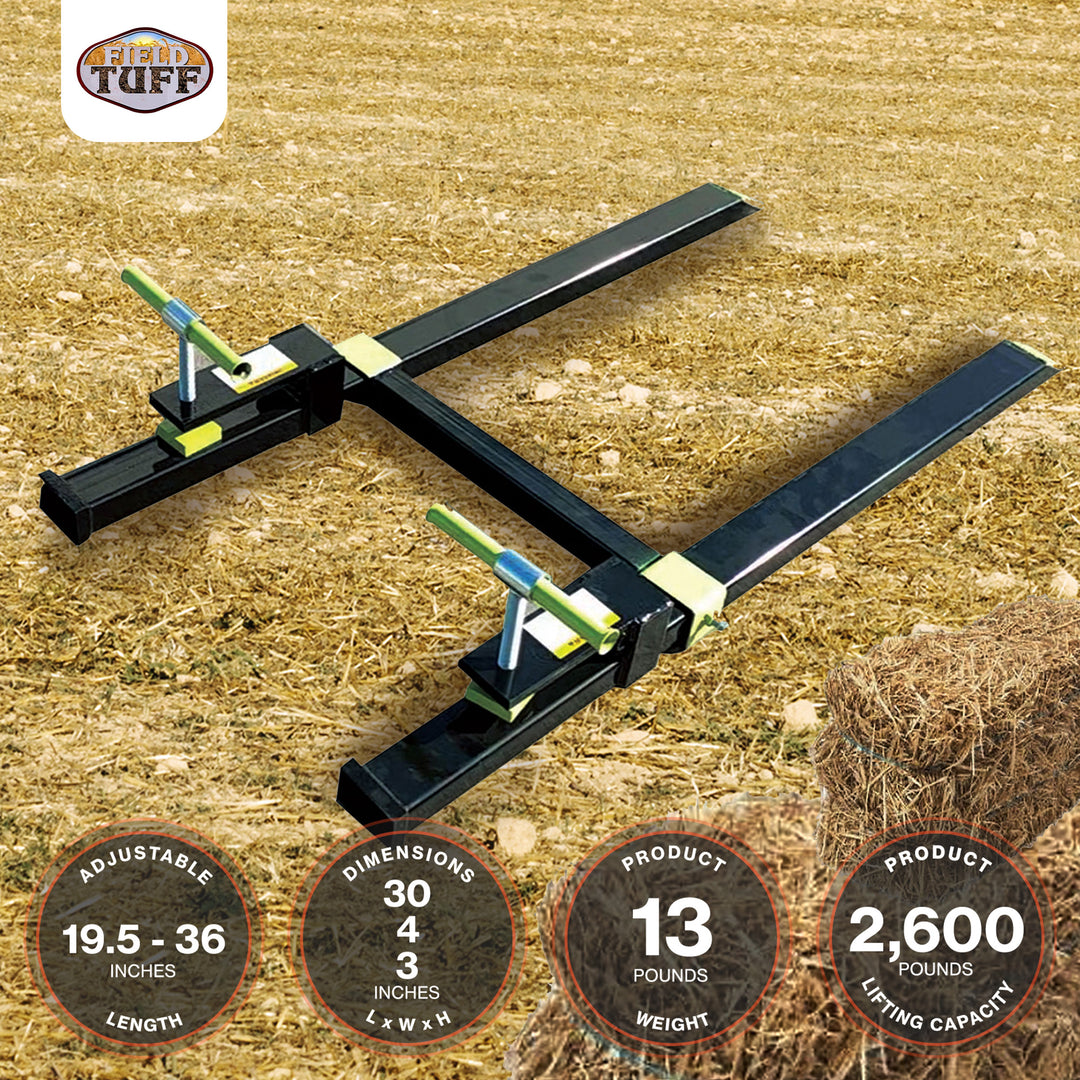 Field Tuff Fork Stabilizer Heavy Duty Clamp-On Adjustable Accessory, 2600 Pound - VMInnovations