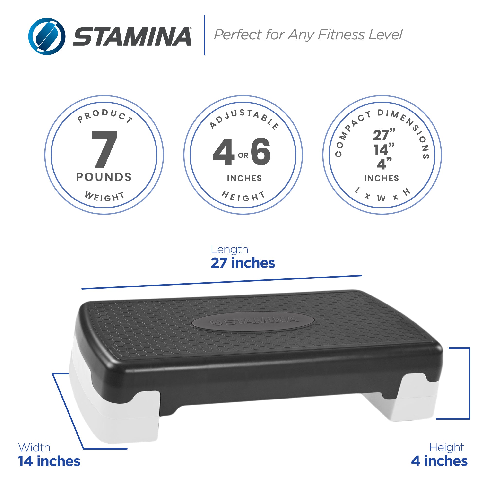 Stamina Adjustable Aerobic Step Multipurpose Home Gym Equipment, Black (Used)