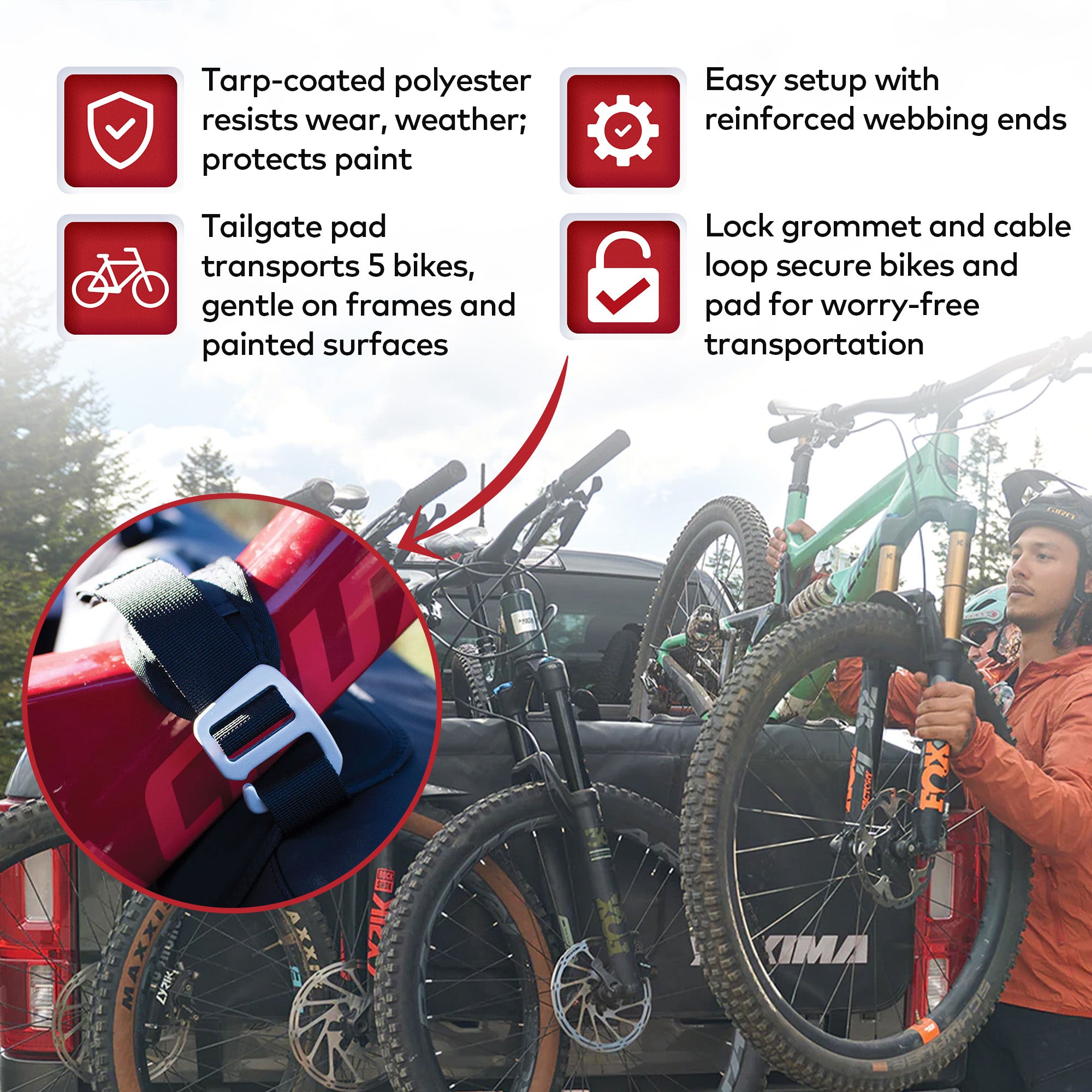 Yakima GateKeeper Full Size Truck Bed Medium Tailgate Bike Pad, Cascade Blue - VMInnovations