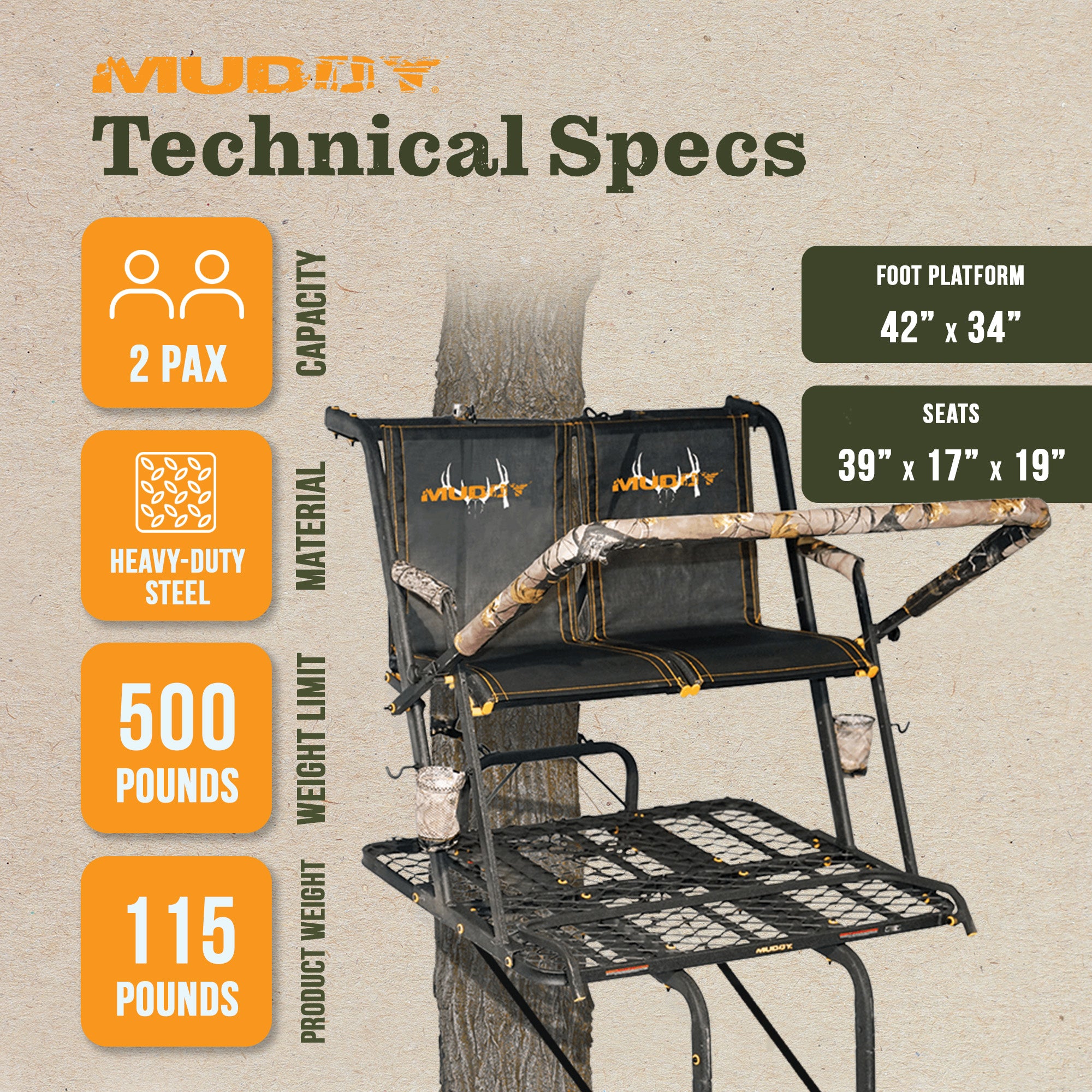 Muddy Nexus XTL 20 Ft Tall 2 Person Deer Hunting Ladder Tree Stand (For Parts) - VMInnovations