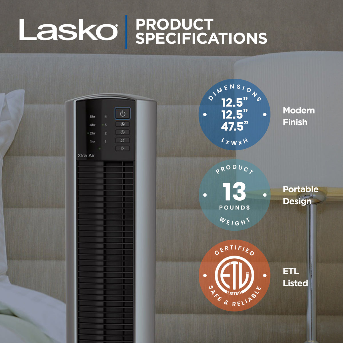 Lasko Xtra Air 48 Inch 3 Speed Oscillating Tower Fan with Remote (For Parts)