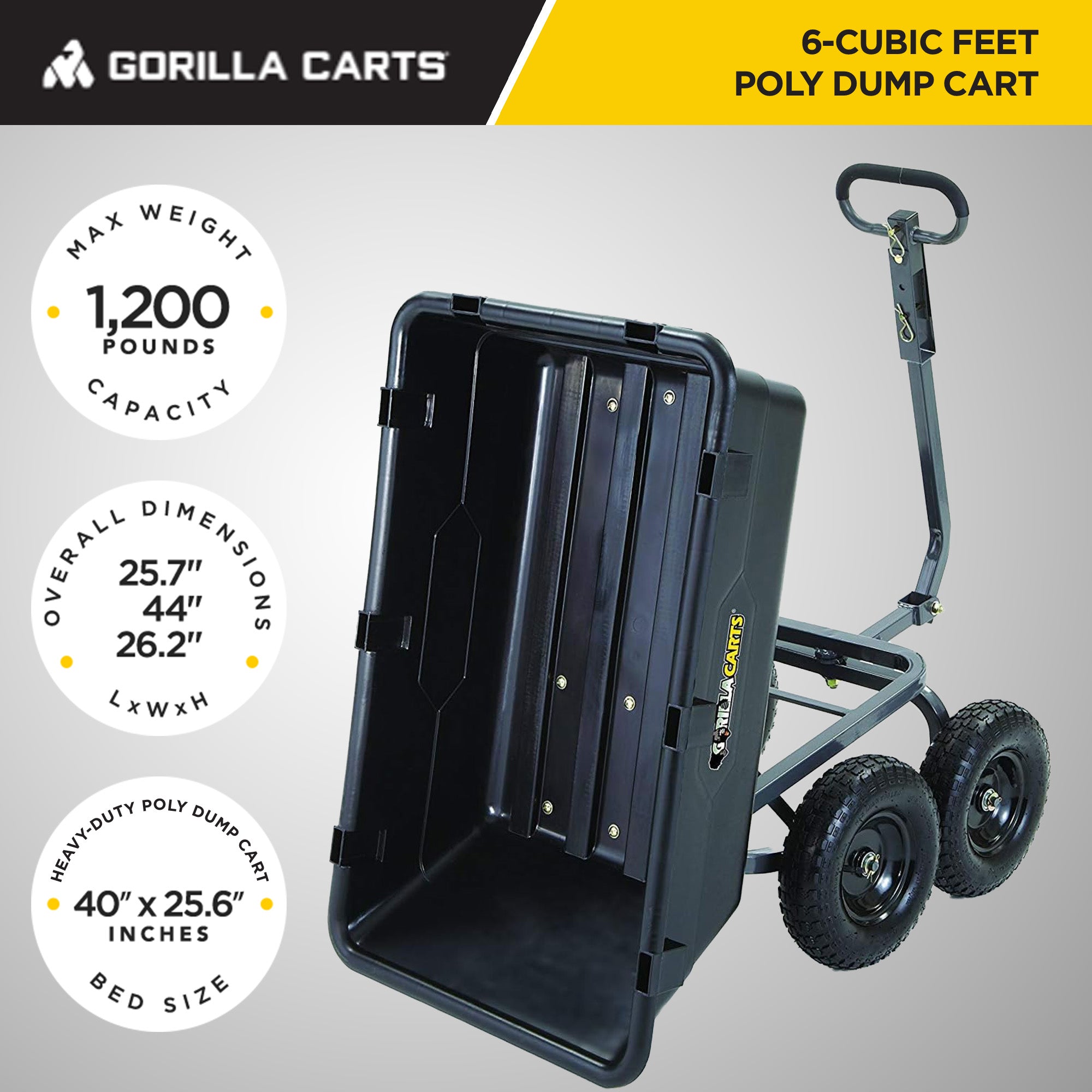 Gorilla Carts Garden Dump Cart Camping Beach Wagon, 1200 Pound Capacity (Used) - VMInnovations