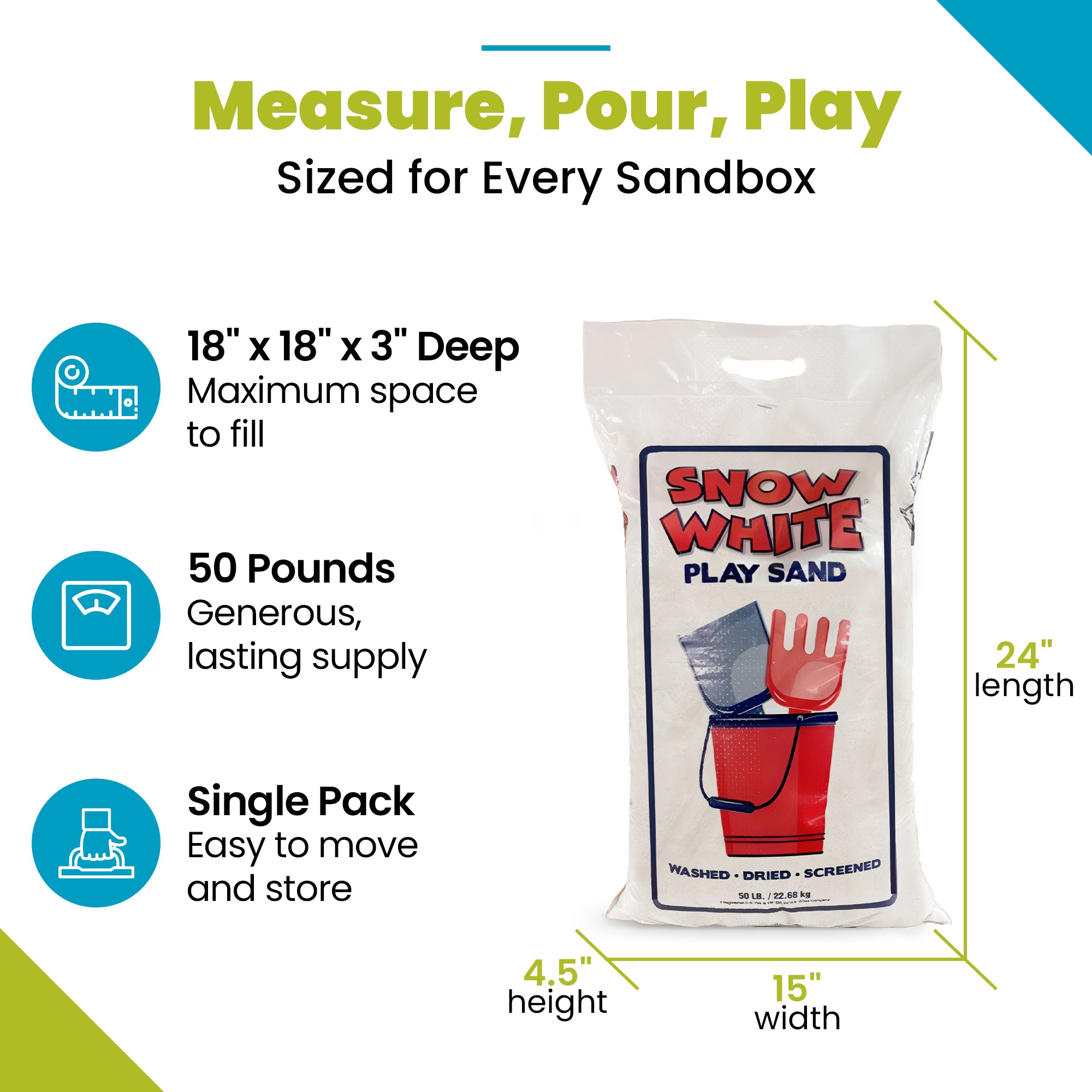 U.S. Silica Snow White Play Sand Sparkling White & Super Soft, 50 Pounds, 2 Pack