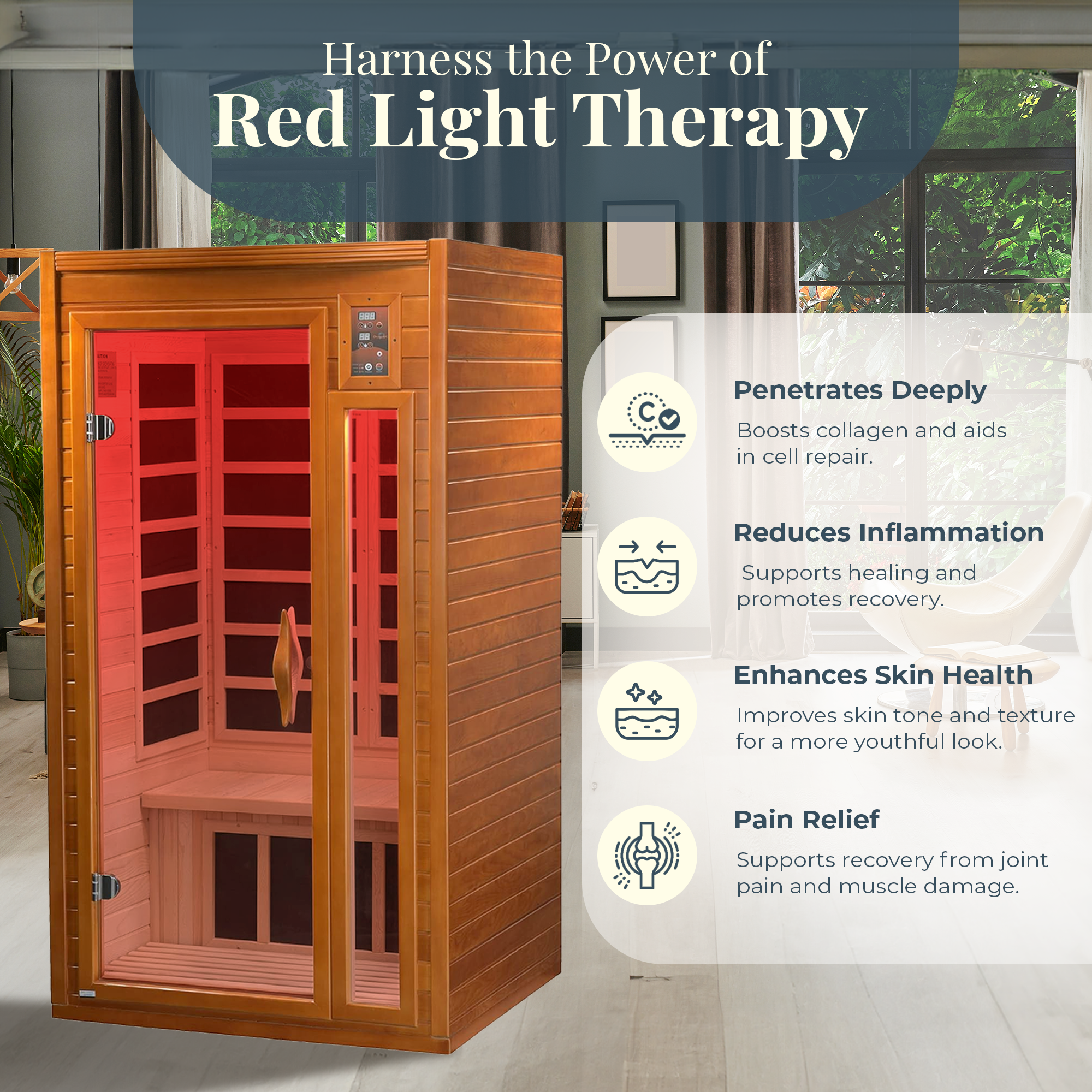 Dynamic Barcelona 2 Person Hemlock Wood Low EMF FAR Infrared Sauna (Damaged) - VMInnovations