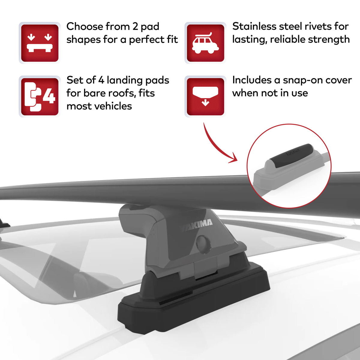 YAKIMA Pad 21 Fixed Point Gear Mount Base Kit for Vehicle Roof Ditch (Open Box)