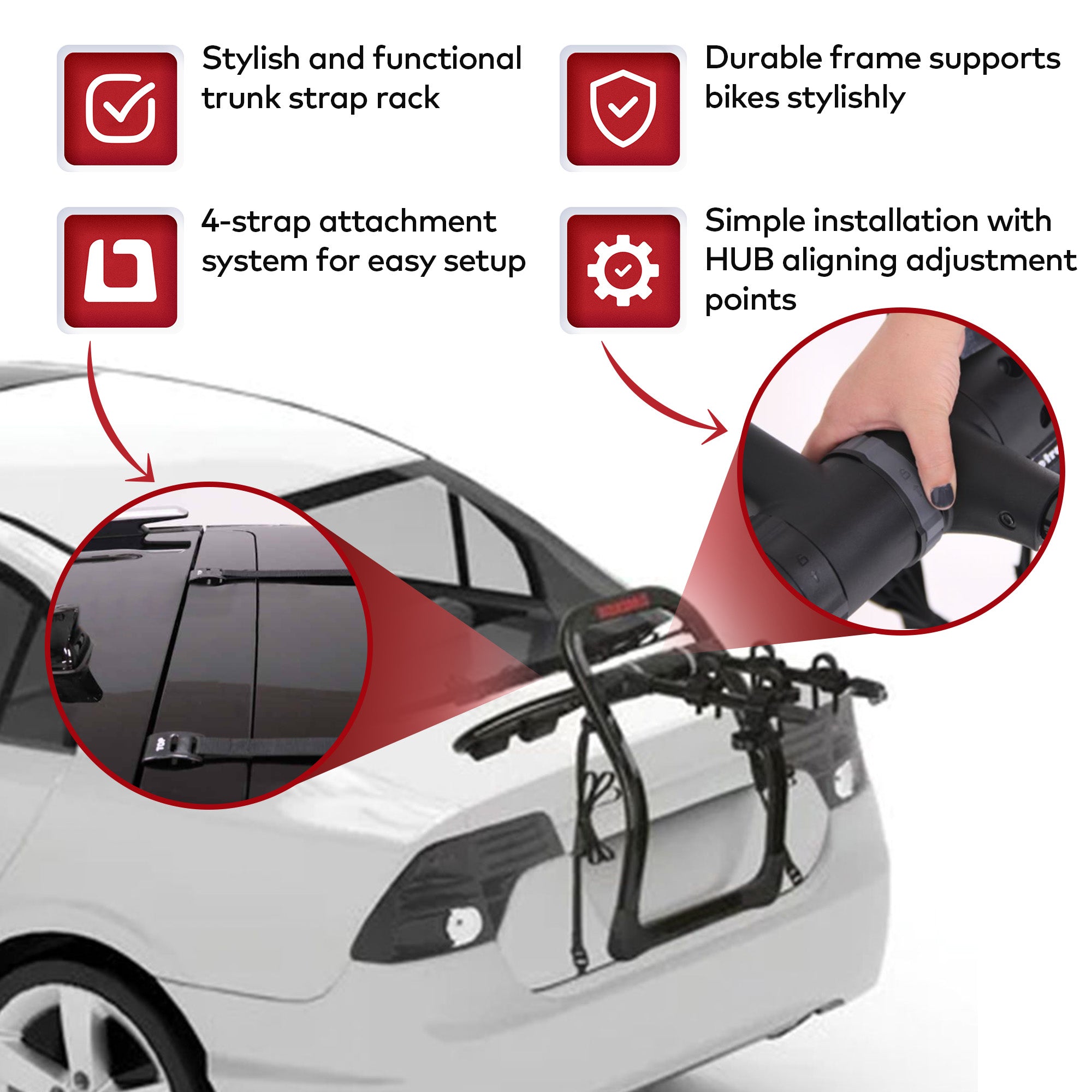 Yakima FullBack 2 Bike Capacity Trunk Bike Strap Rack w/ZipStrips, Black (Used) - VMInnovations