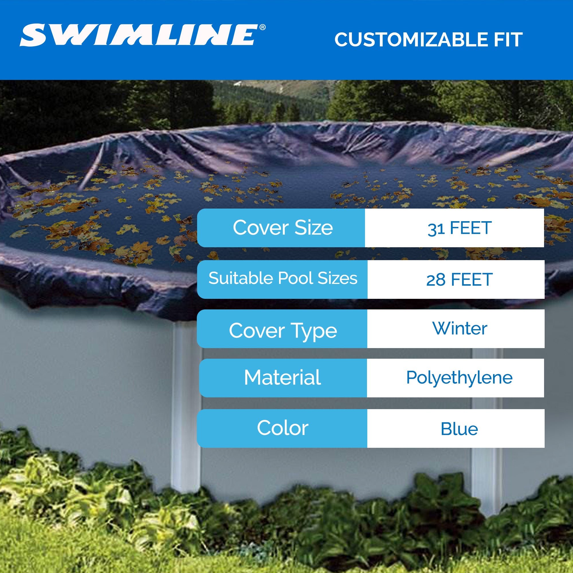 Swimline 28' Round Above Ground Swimming Pool Winter Cover Blue (Open Box) - VMInnovations