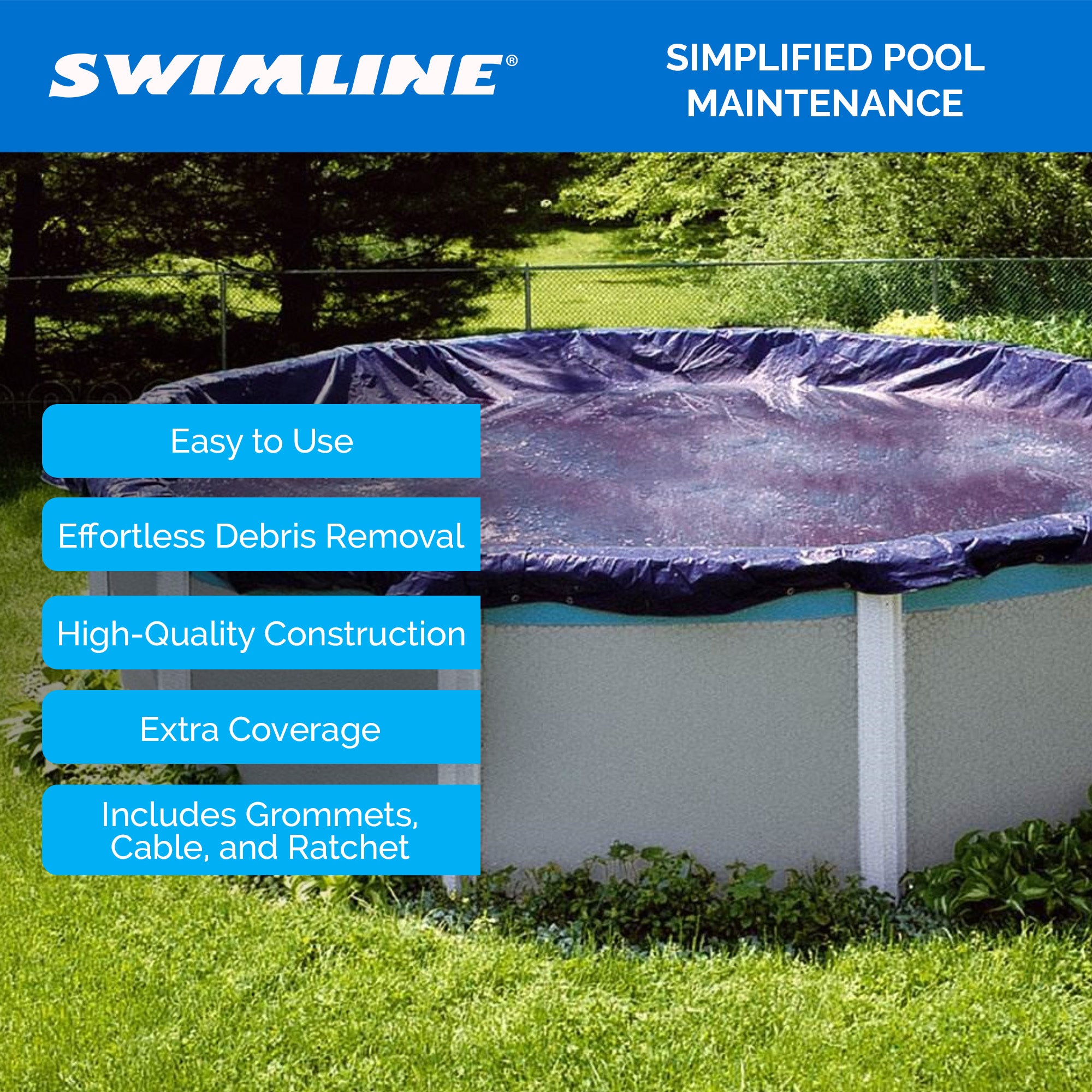 Swimline 28' Round Above Ground Swimming Pool Winter Cover Blue (Open Box) - VMInnovations