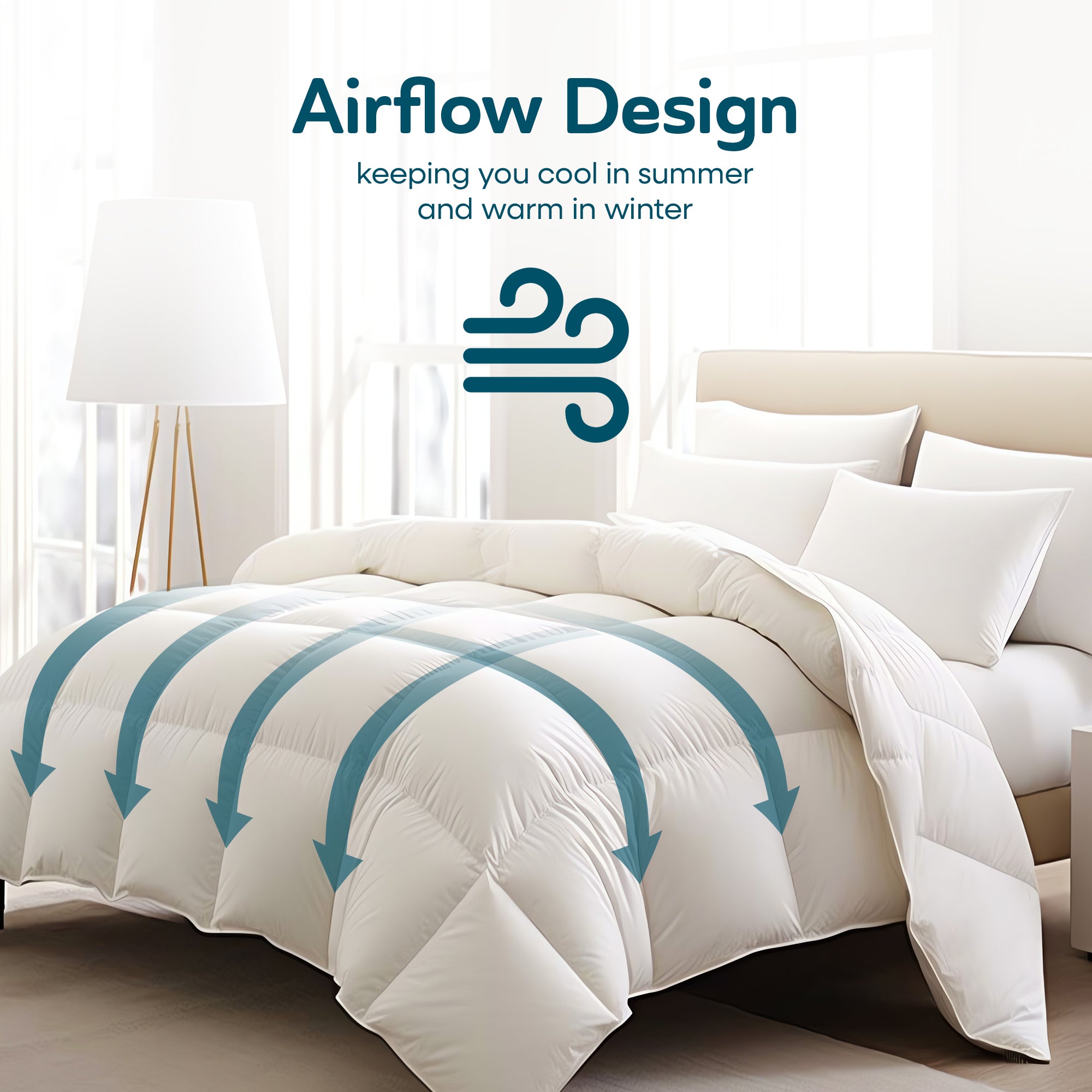 Sleepgram Queen Sized Pre Shrunk Lightweight Embroidered Cotton Comforter, White - VMInnovations