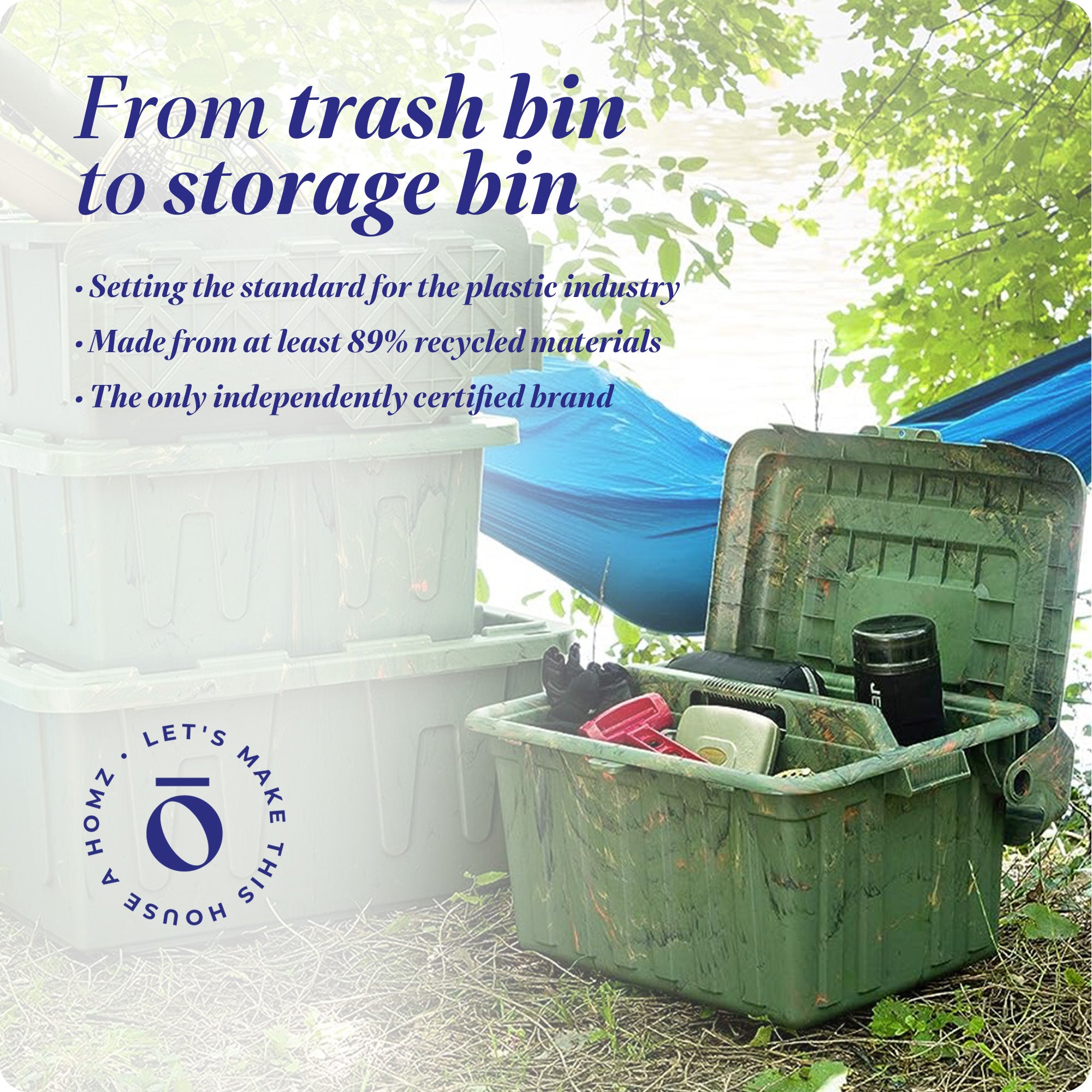 Homz 15 Gallon Durabilt Home Storage Container with Snap Lid, Green (2 Pack) - VMInnovations