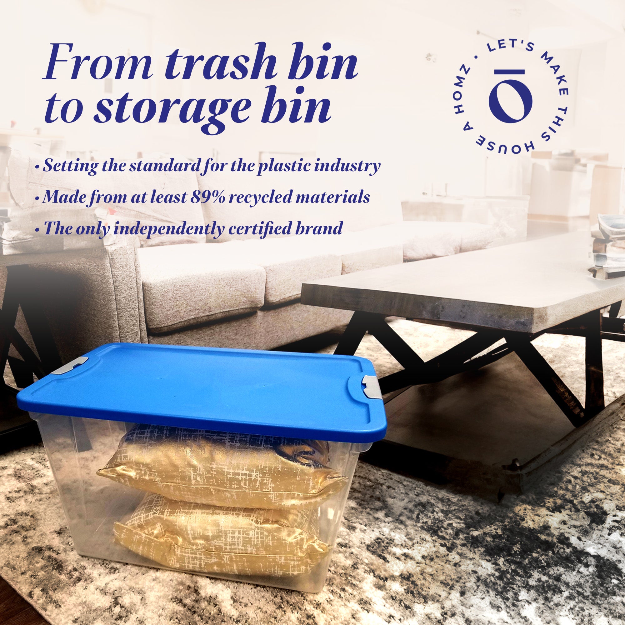 Homz 64 Qt Secure Latch Lrg Clear Stackable Storage Container w/Lid (2pk)(Used) - VMInnovations