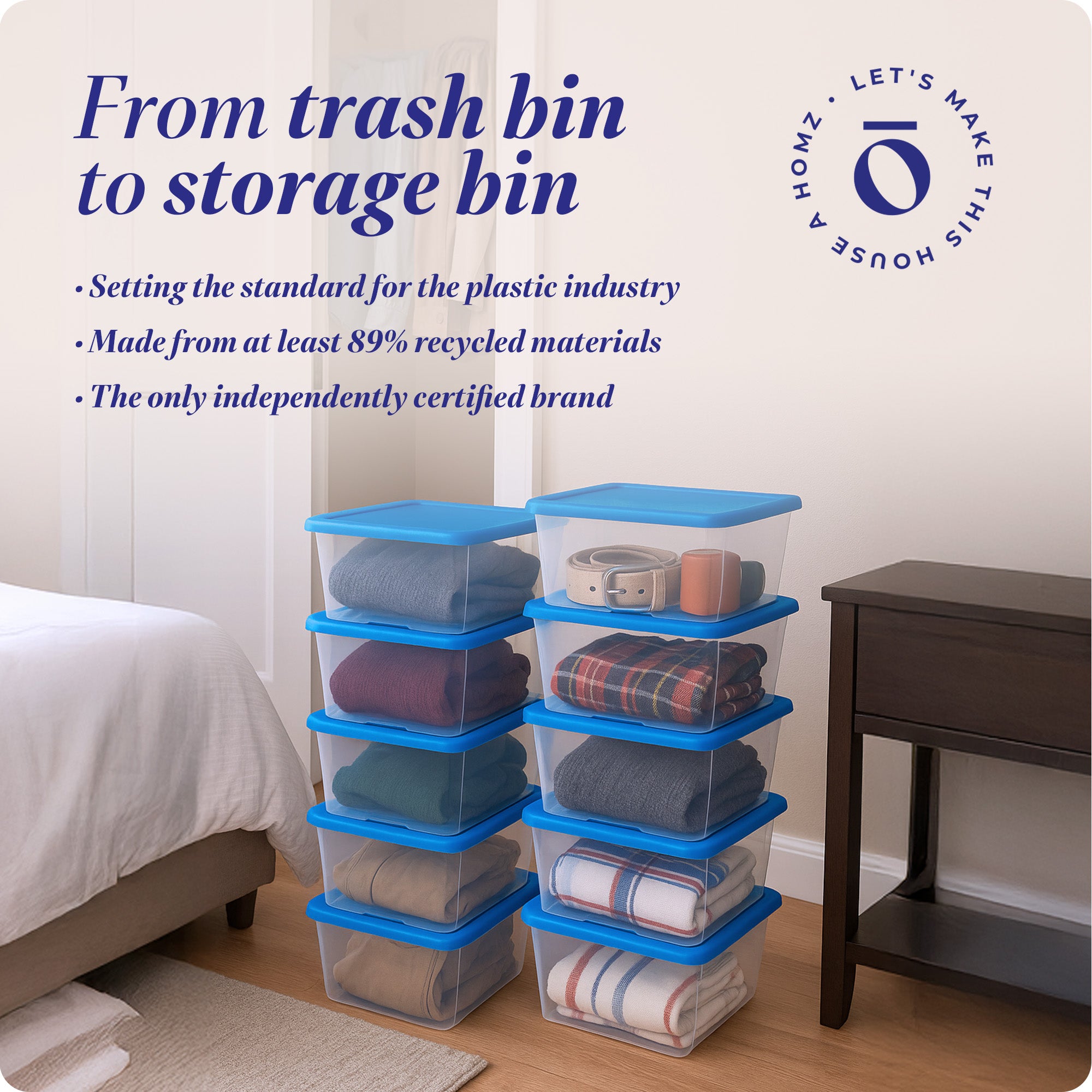 Homz Snaplock 6 Qt Stackable Storage Container w/ Lid, Blue (10Pk) (Open Box) - VMInnovations