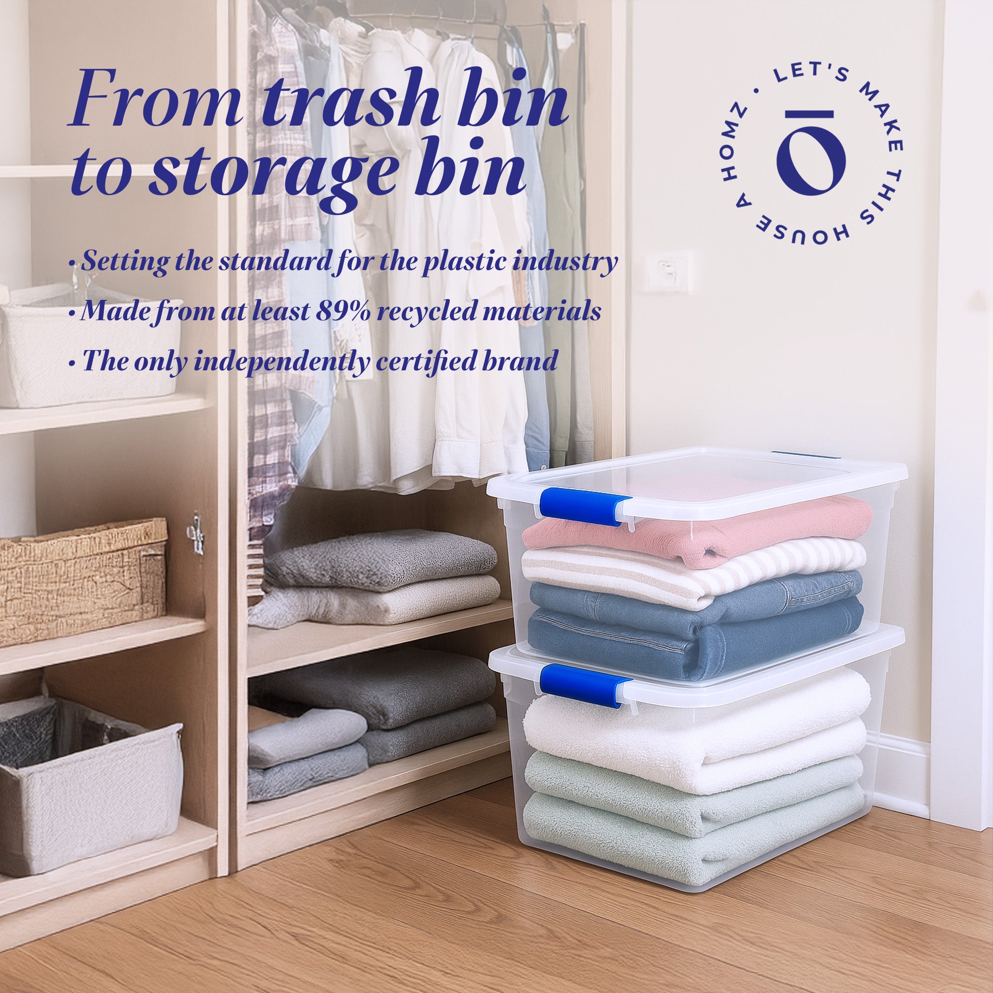 Homz 31 Quart Heavy Duty Modular Stackable Storage Containers, Clear, 8 Pack