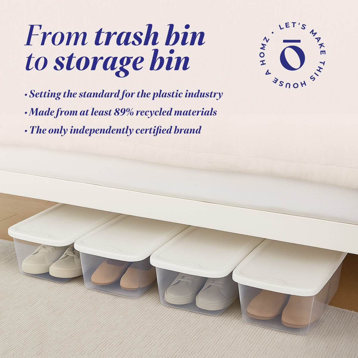 Homz 6 Qt Multipurpose Plastic Storage Containers with Latching Lid, (40 Pack)