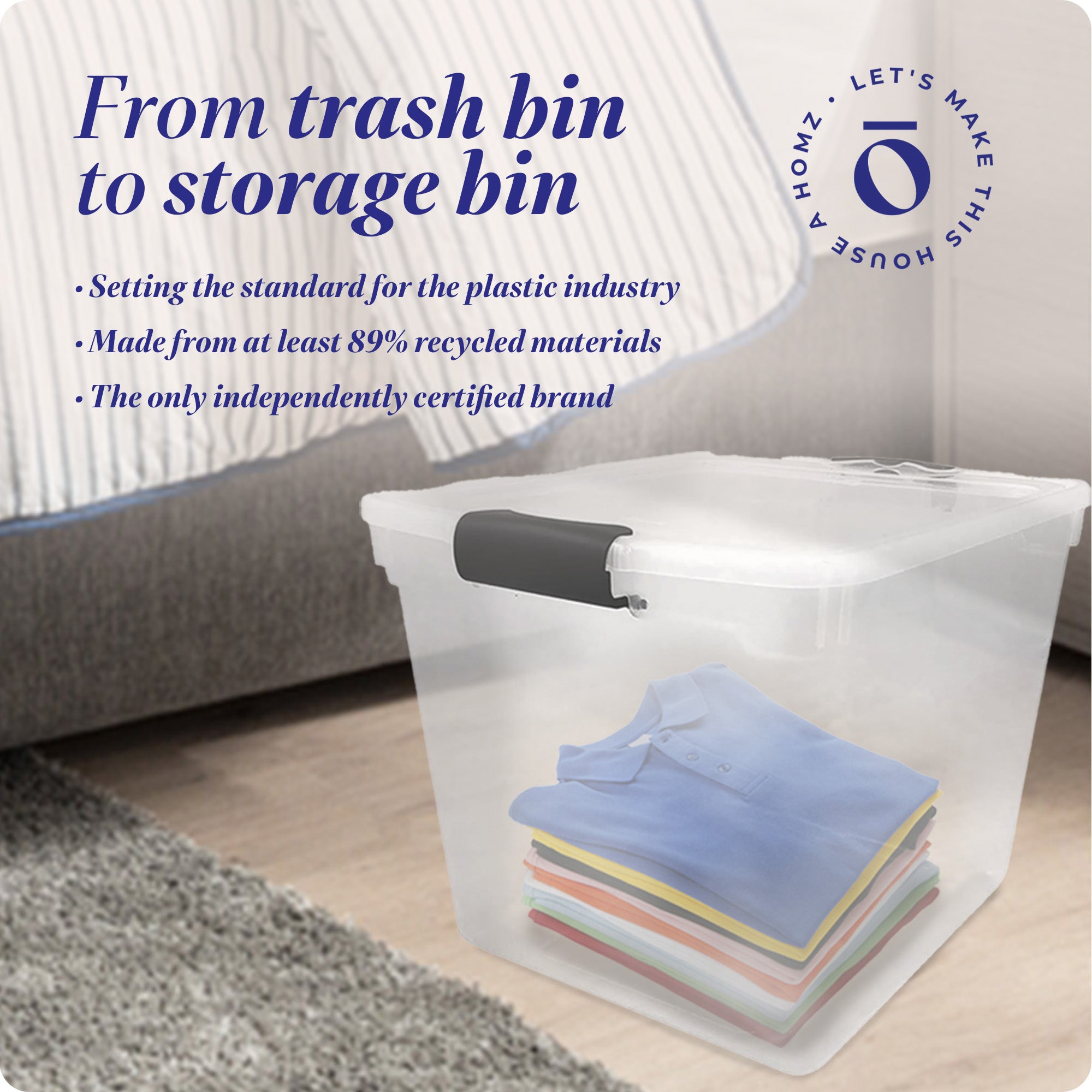 Homz Secure Latch Large 31QT Clear Stackable Storage Container Bin 4PC(Open Box)