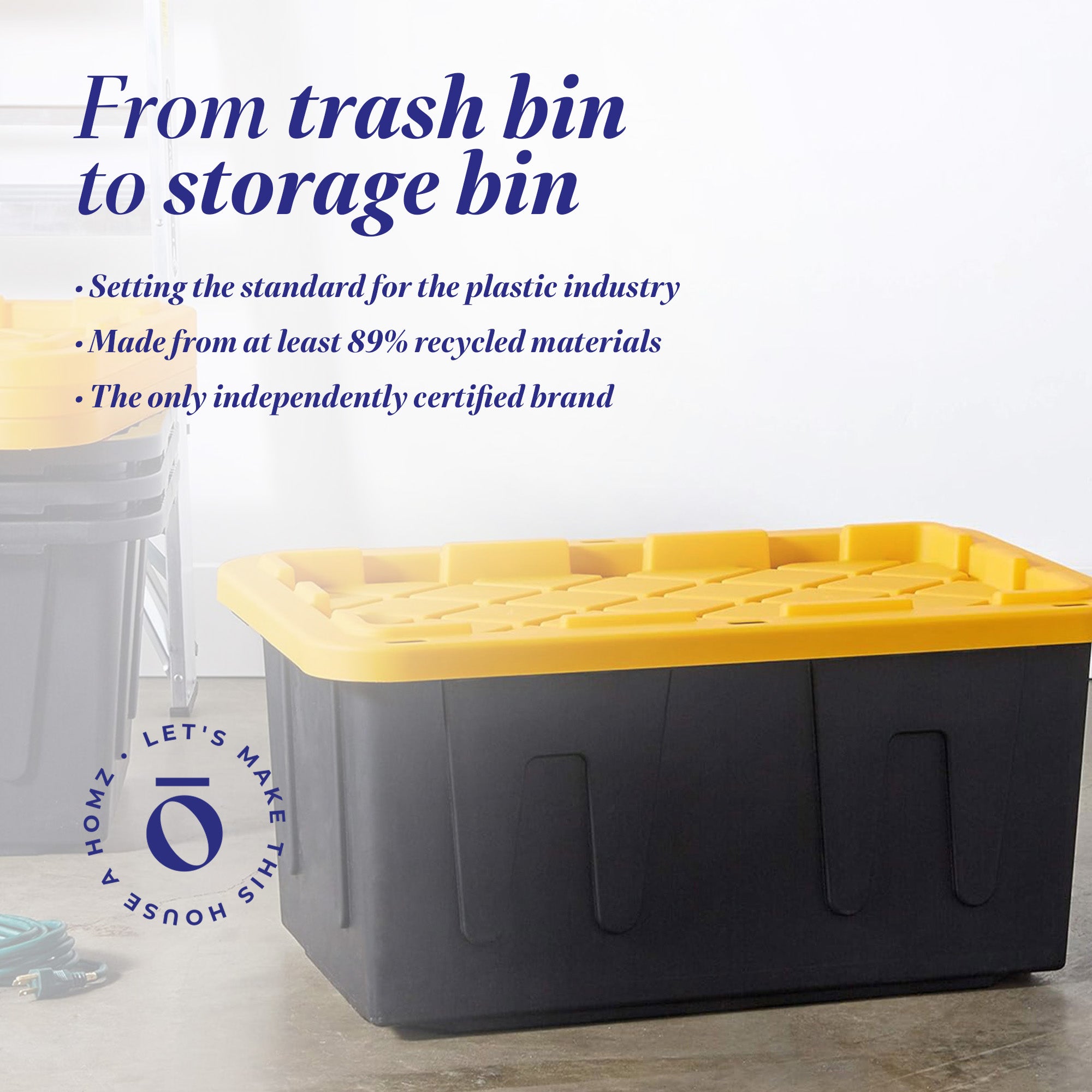Homz Durabit 27 Gallon Stackable Home Storage Container Lidded Tote Bins, 2 Pack