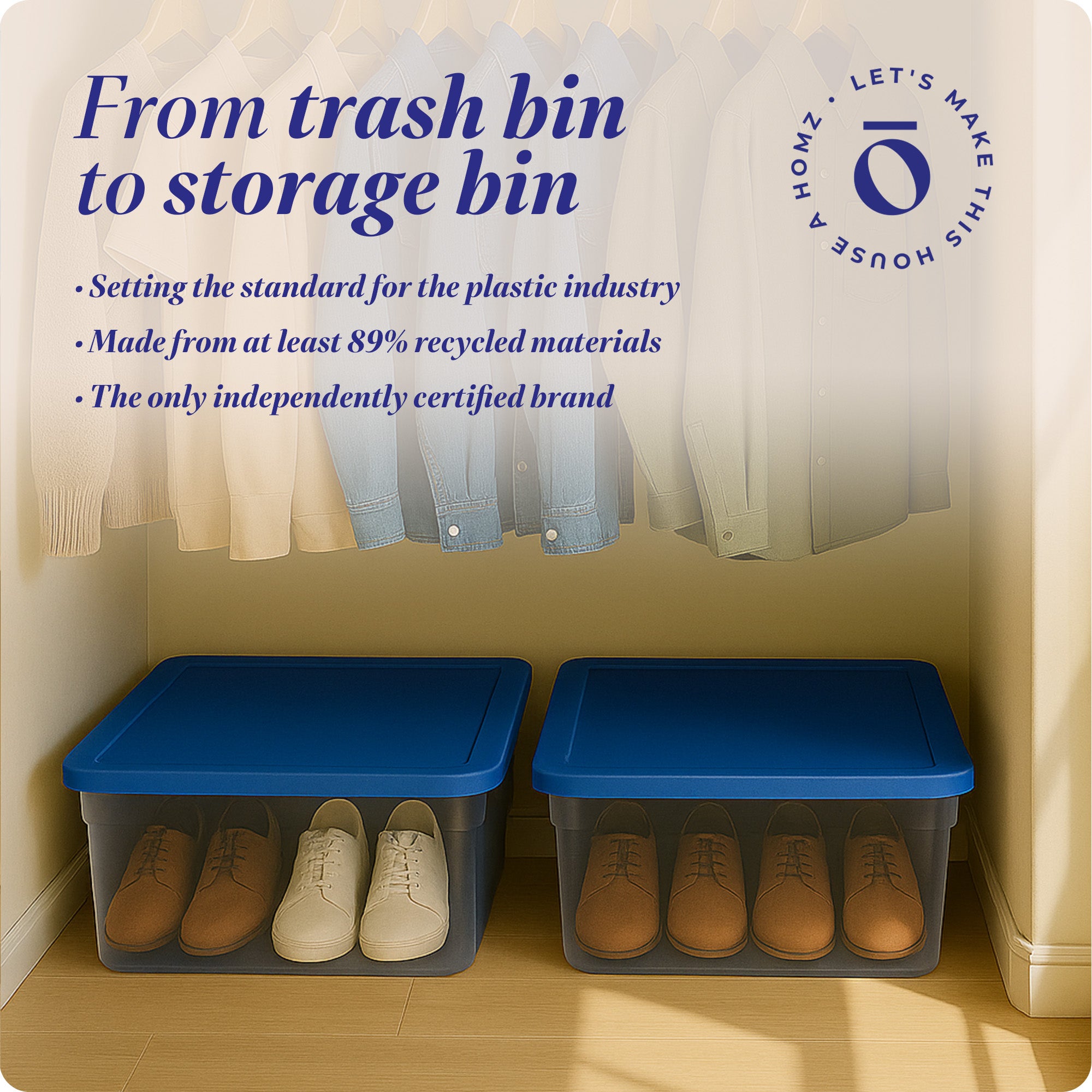 Homz 28 Qt Snaplock Clear Plastic Storage Container Bin with Lid, Blue (2 Pack)