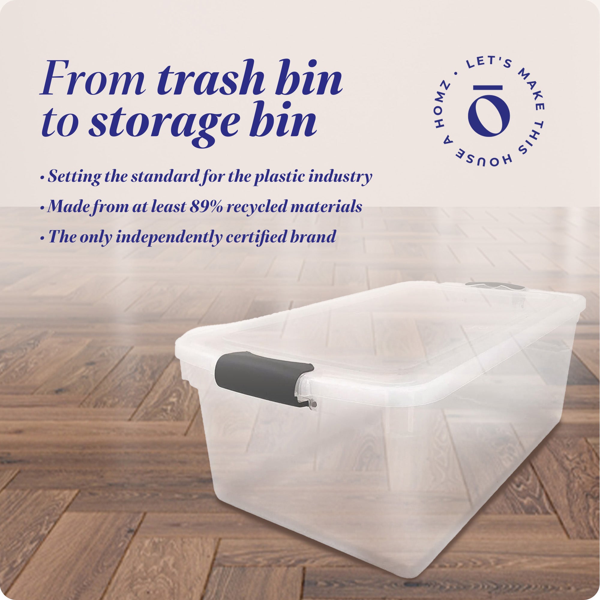 Homz 66 Qt Clear Storage Organizing Container Bin with Latching Lids, (2 Pack)
