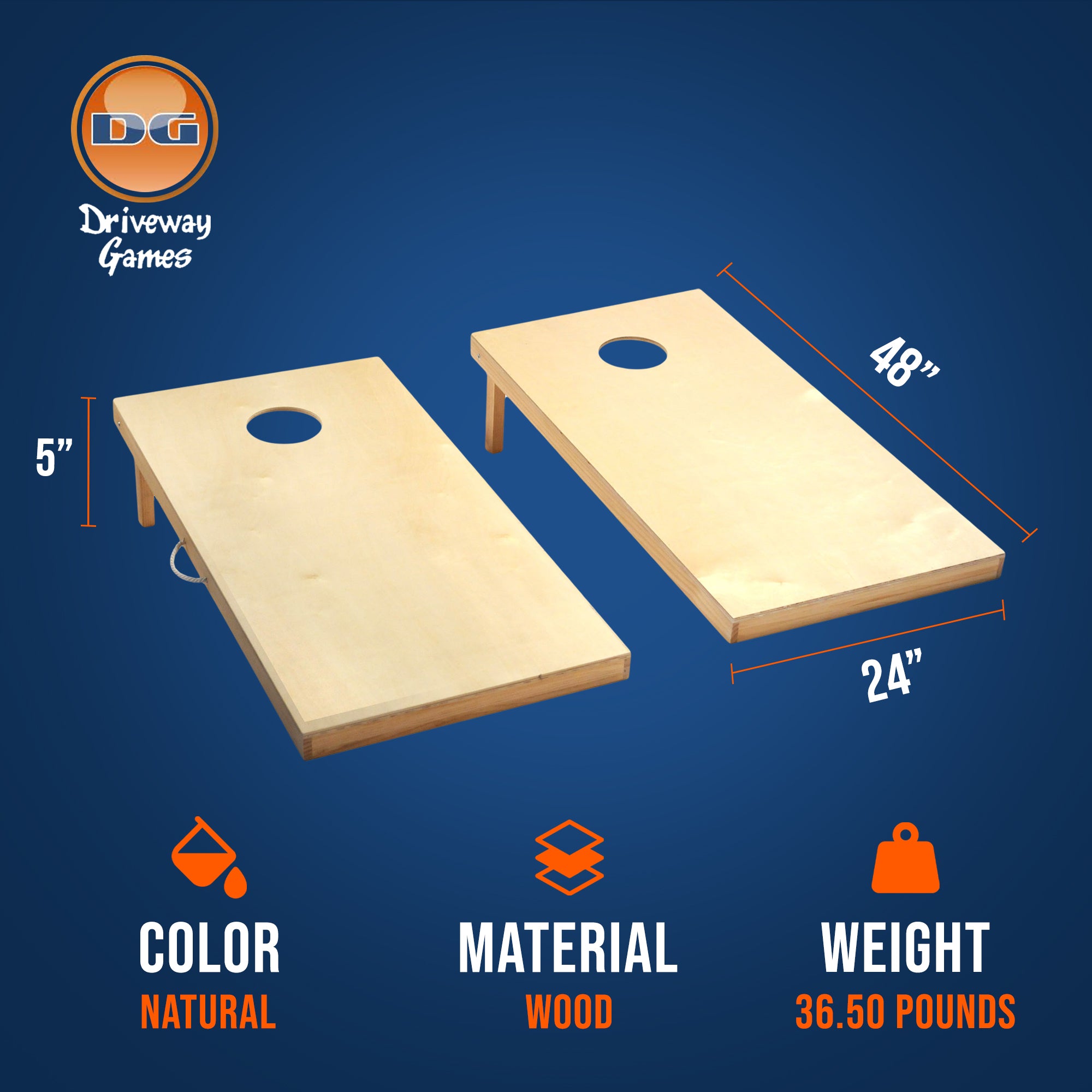 Driveway Games Traditional Wood Cornhole Game w/ All Weather Storage Bag, 4'x2'