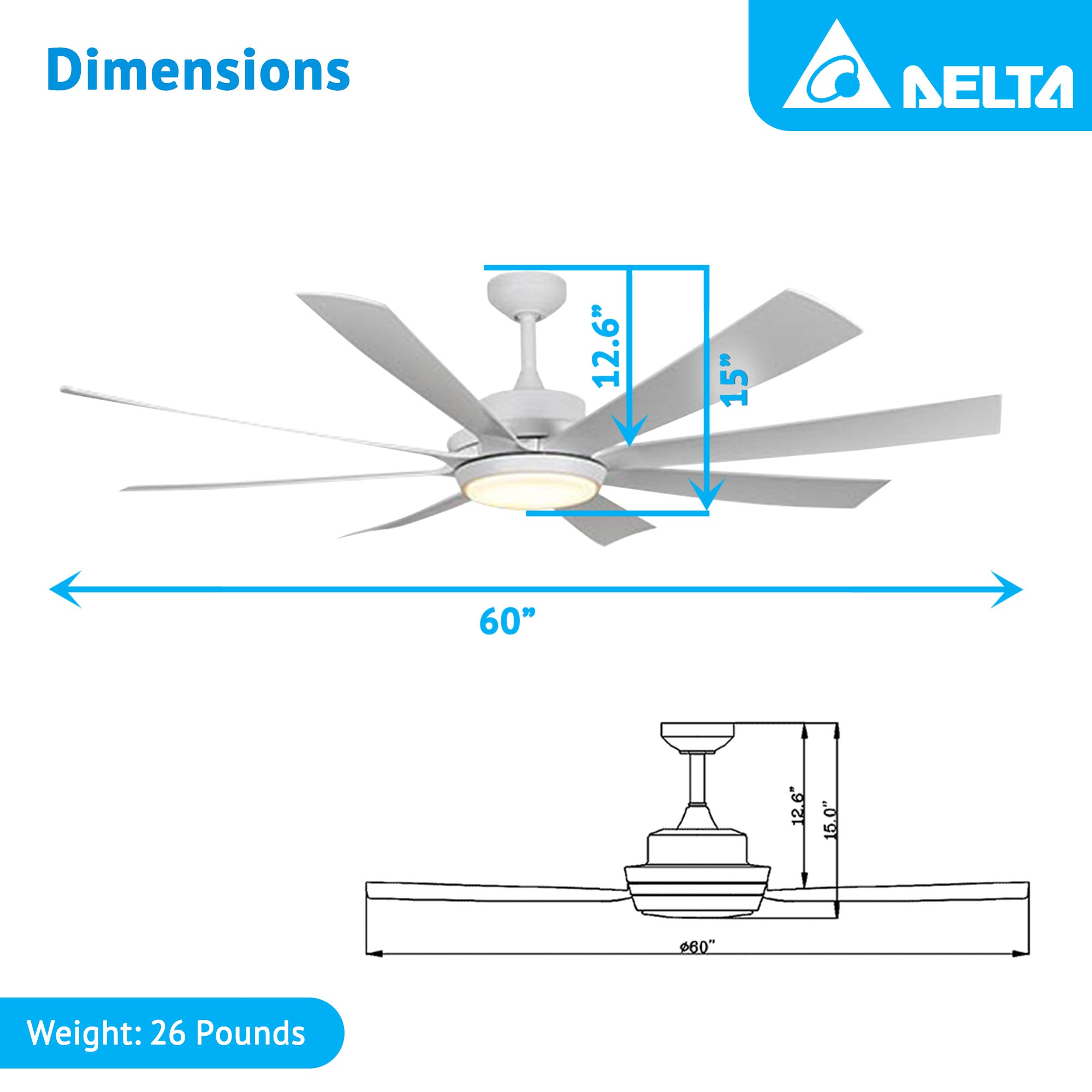 Delta Breez RioVista 72" 8 Blade Ceiling Fan with LED light and Remote(Open Box) - VMInnovations