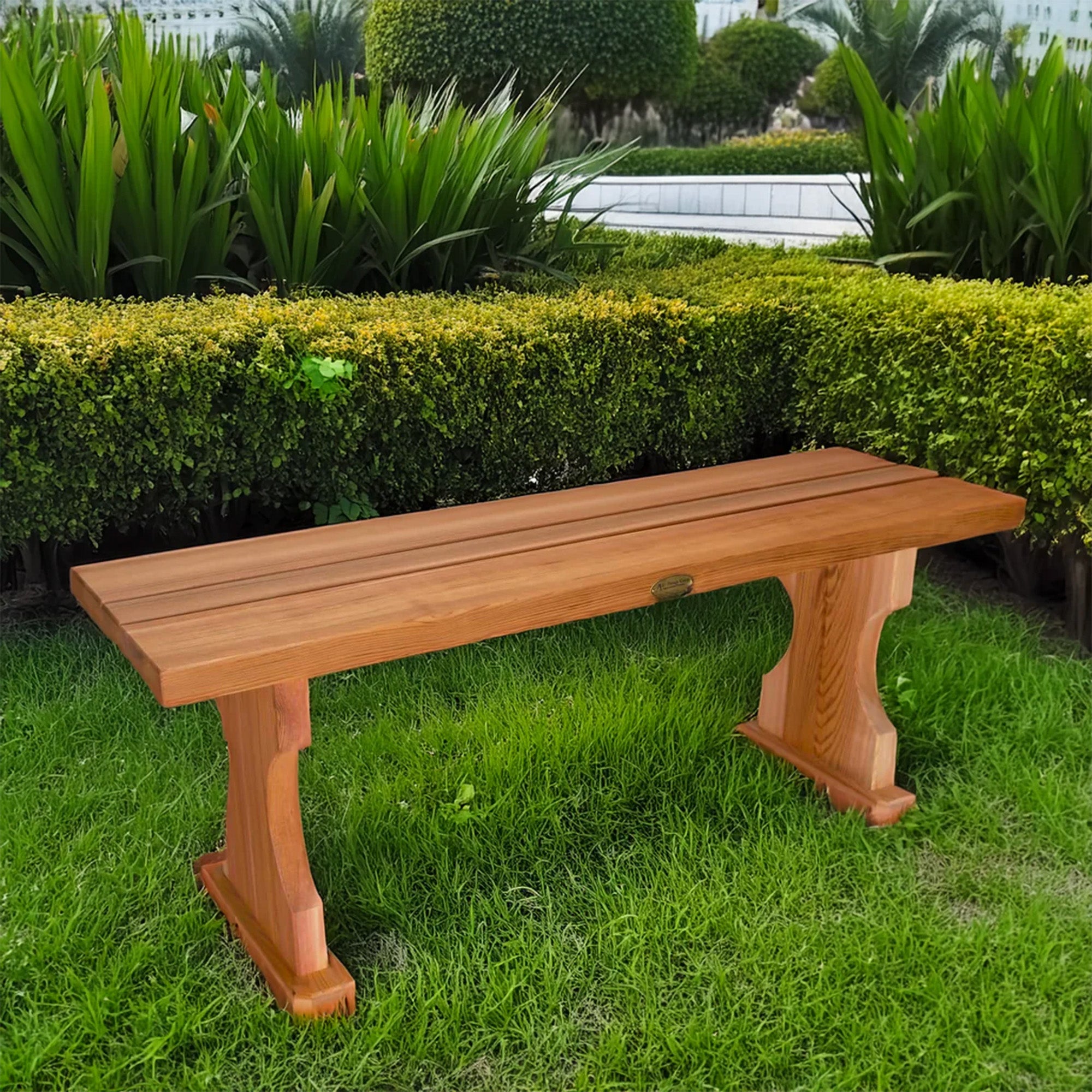 All Things Cedar 45” Deluxe Wood Backless Bench, Indoor Outdoor Seating, Natural - VMInnovations