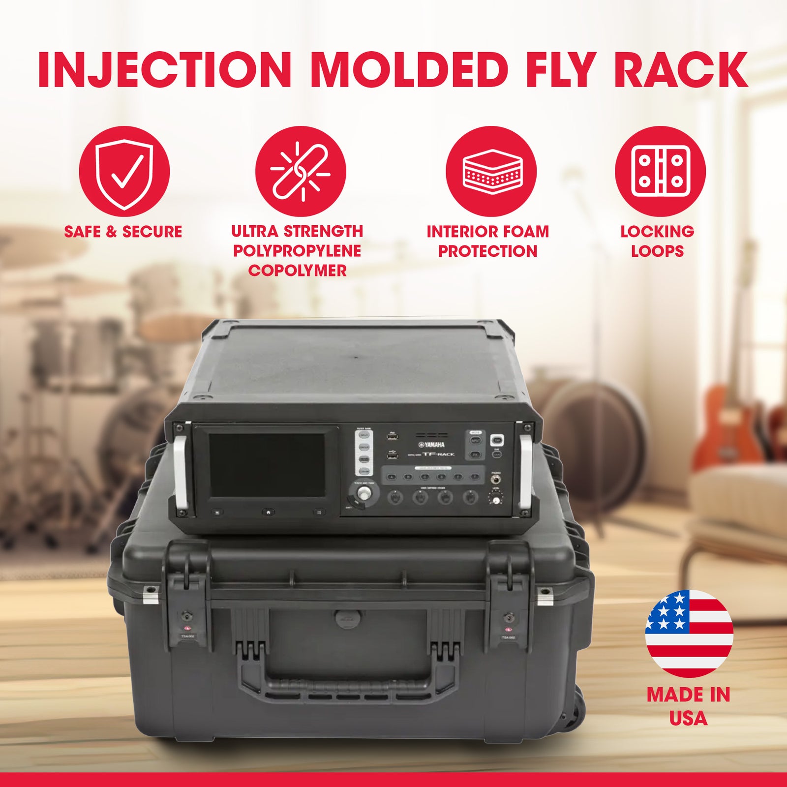 SKB iSeries 3U Fly Rack, Waterproof Polypropylene Hard Case for Storage, 20 Inch - VMInnovations