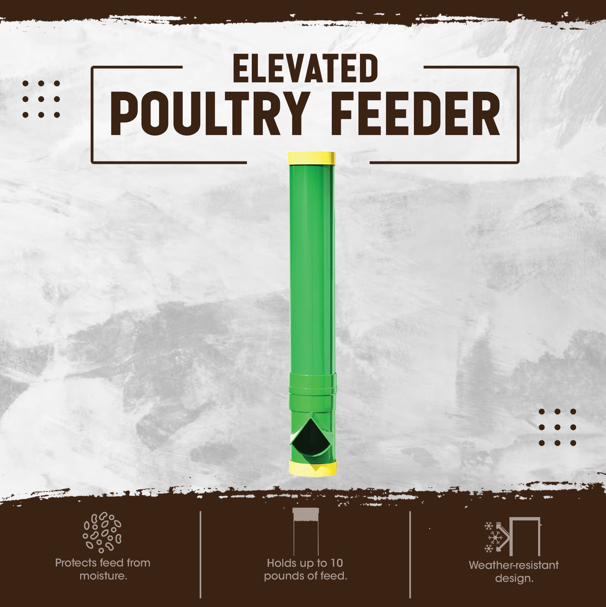 Rugged Ranch Hen Elevated 10LB Poultry Feeder and Mounting System (Open Box) - VMInnovations