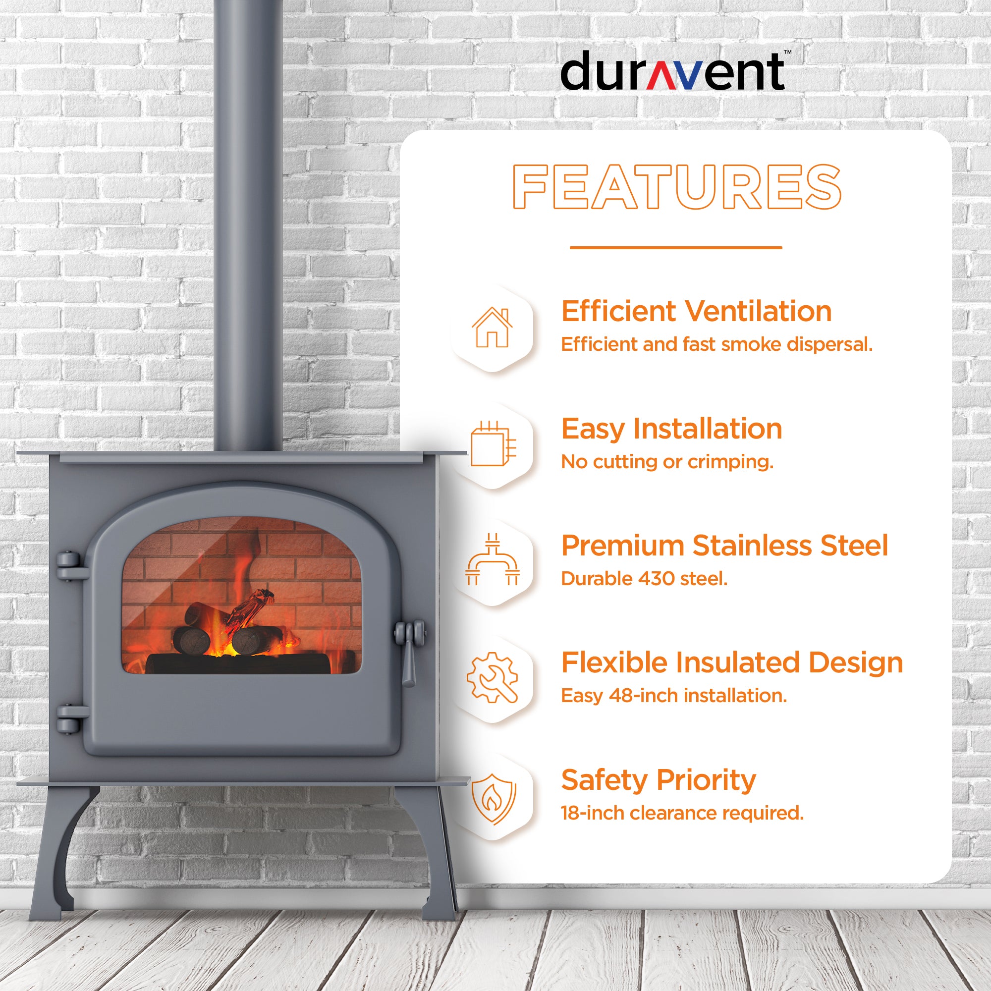 DuraVent DuraBlack Stainless Steel Single Wall Stove Pipe, 48 x 6 Inch (Used) - VMInnovations