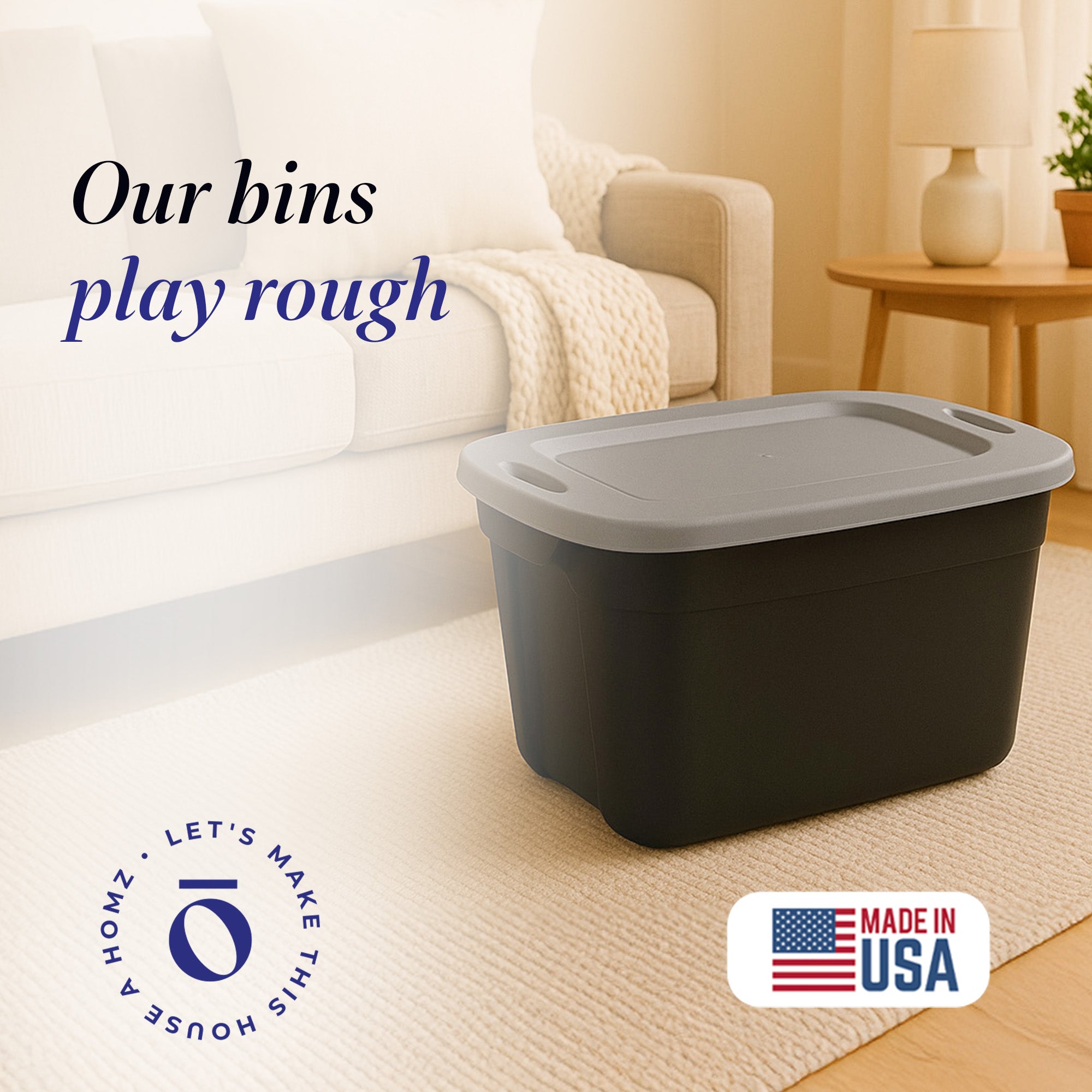 Homz 6610BKTS.10 10 Gallon Durable Molded Plastic Storage Bin with Secure Lid