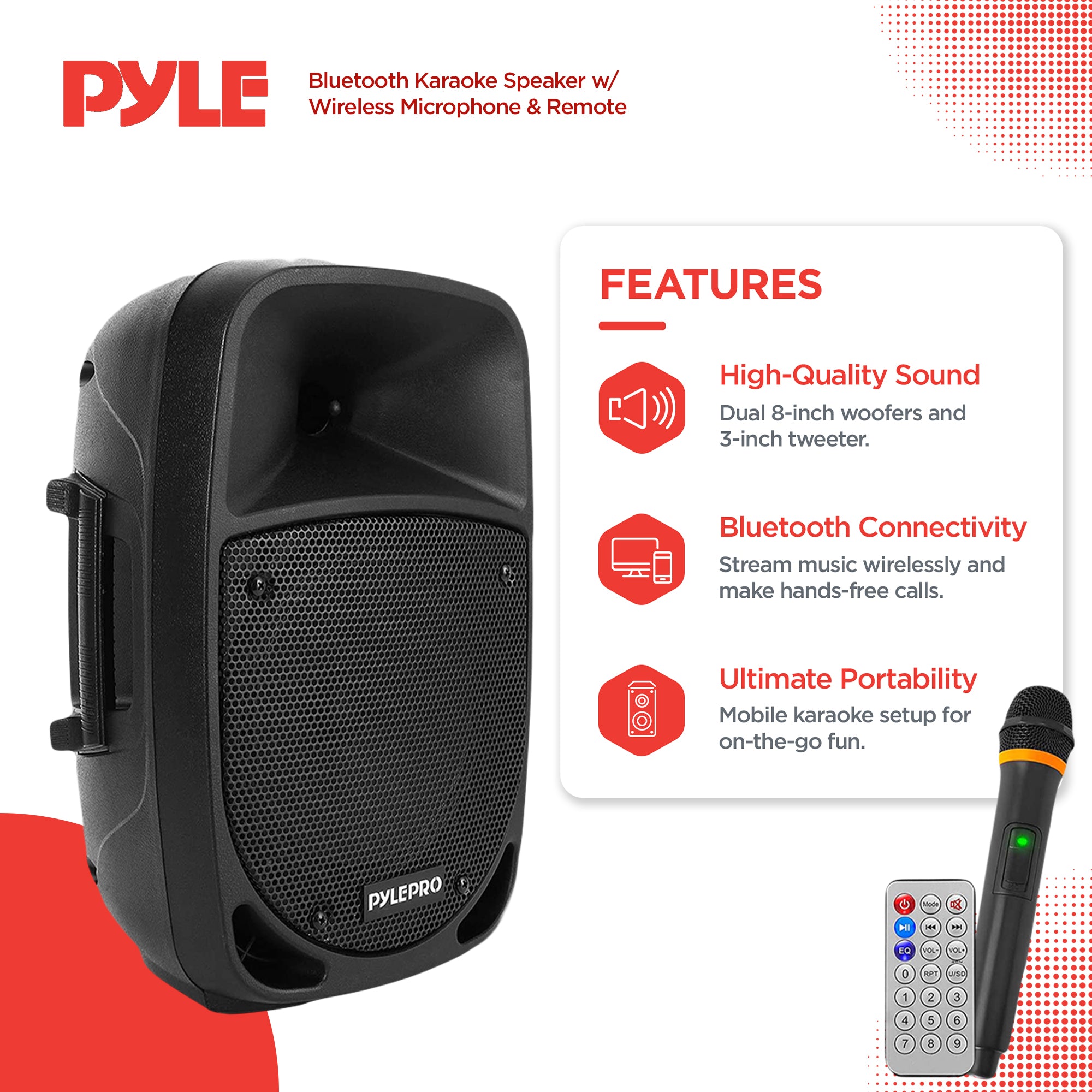 Pyle Bluetooth Portable Karaoke Speaker System, Wireless Microphone (For Parts) - VMInnovations