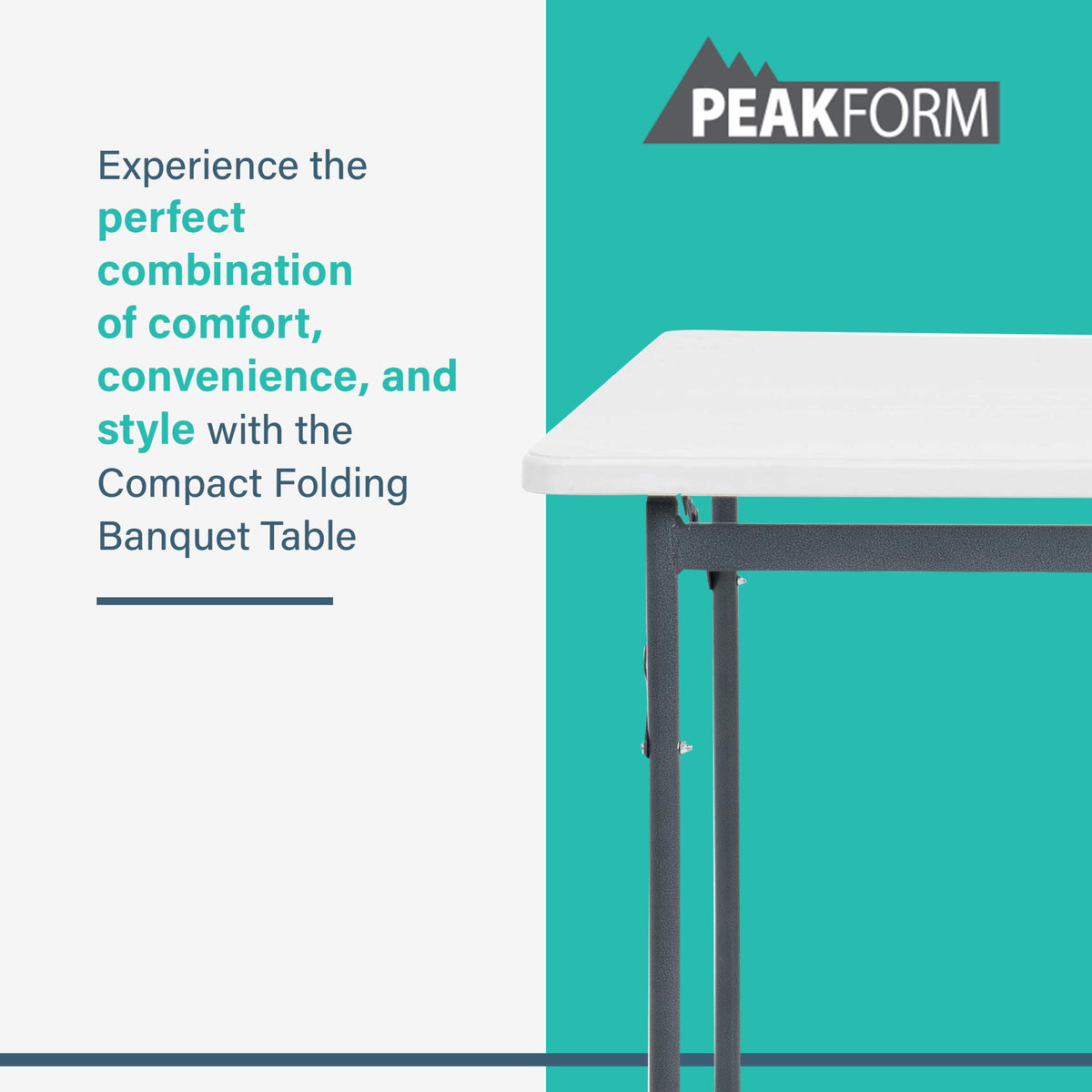 Peakform Folding Banquet Table for Indoor or Outdoor Use, 34", White (Open Box) - VMInnovations