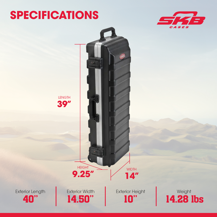 SKB vSeries 3611 Hard Case with Wheels for Mic Stand and Drum Hardware Transport - VMInnovations
