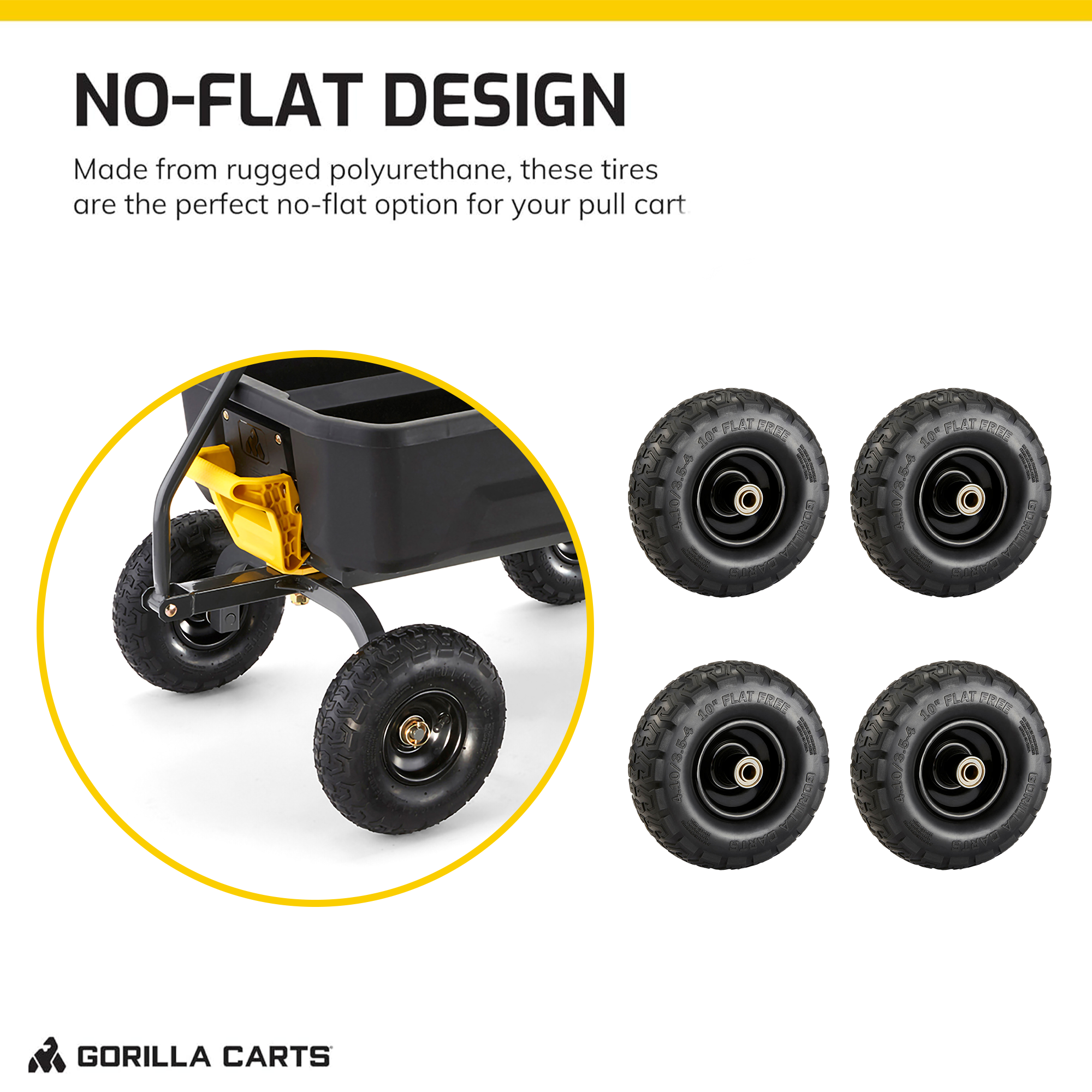 Gorilla Carts 10" No Flat Tire for Utility Carts GCG-4 & GCG-2140 (Open Box) - VMInnovations