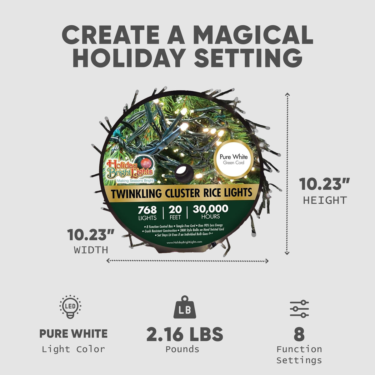 Holiday Bright Lights 2 Pack 20 Foot Twinkling Cluster Indoor/Outdoor Lights