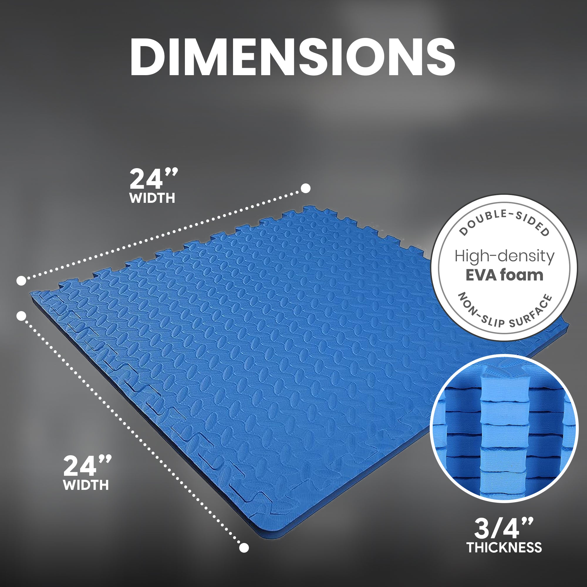 BalanceFrom Fitness 24 SqFt Interlocking EVA Foam Exercise Mat Tiles, Blue(Used) - VMInnovations