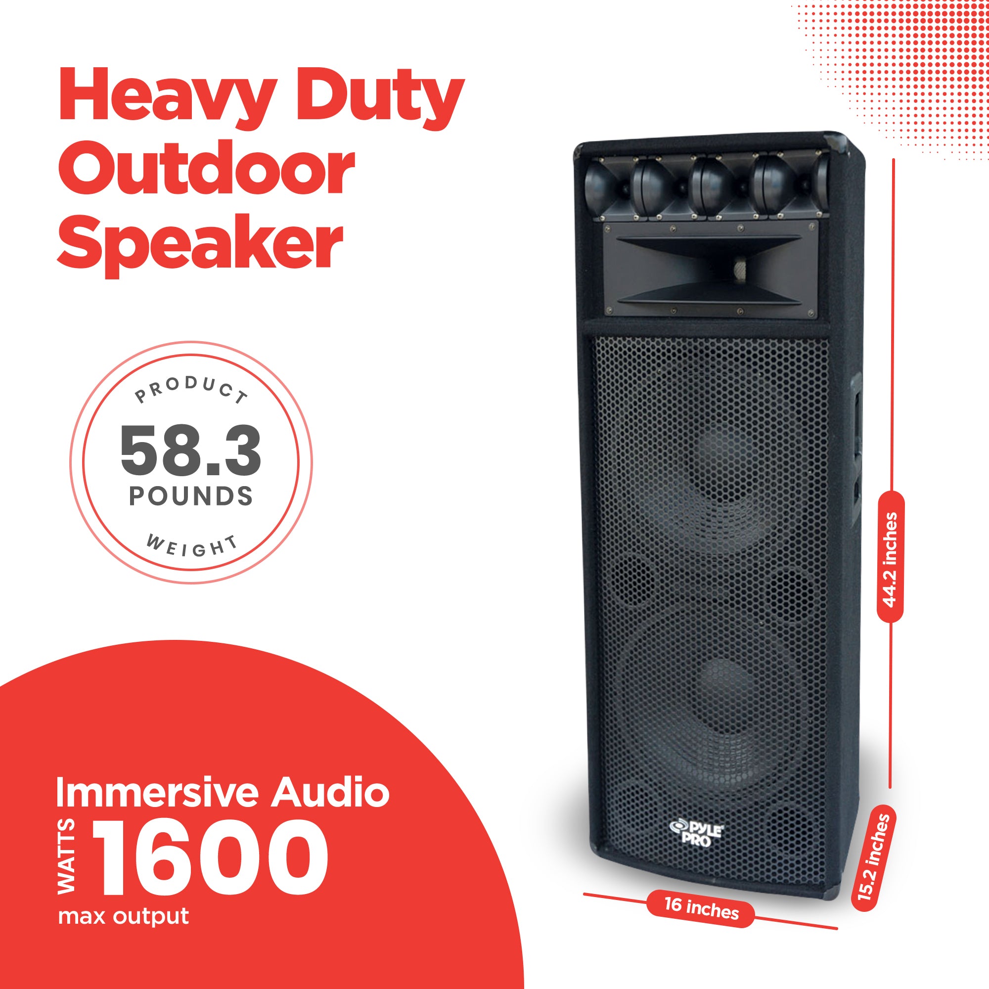 Pyle 1600W Heavy Duty Outdoor 7 Way PA Loud-Speaker Cabinet w/ Dual 12" Woofers - VMInnovations