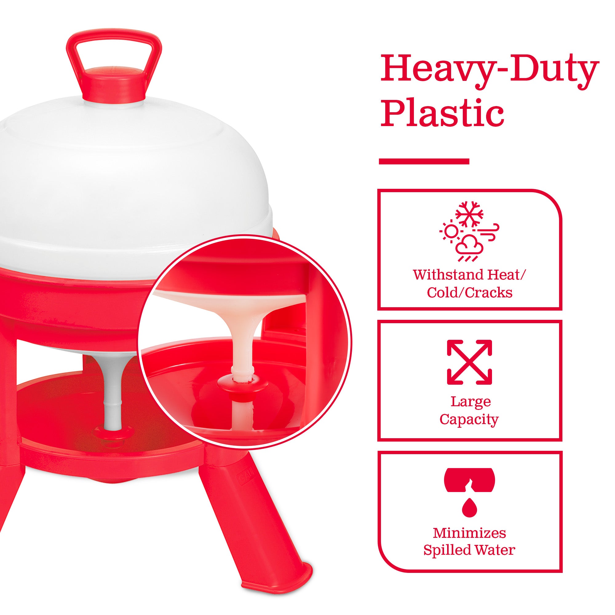Little Giant DOMEWTR5 5 Gallon Tank Heavy Duty Poultry Chicken Gravity Waterer - VMInnovations