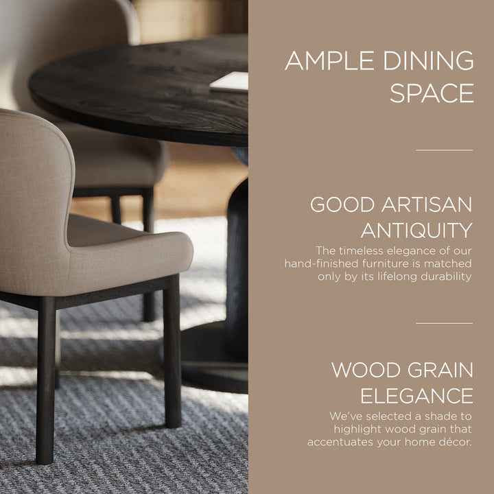 Mila Contemporary Round Wooden Dining Table in Refined Black Finish - VMInnovations
