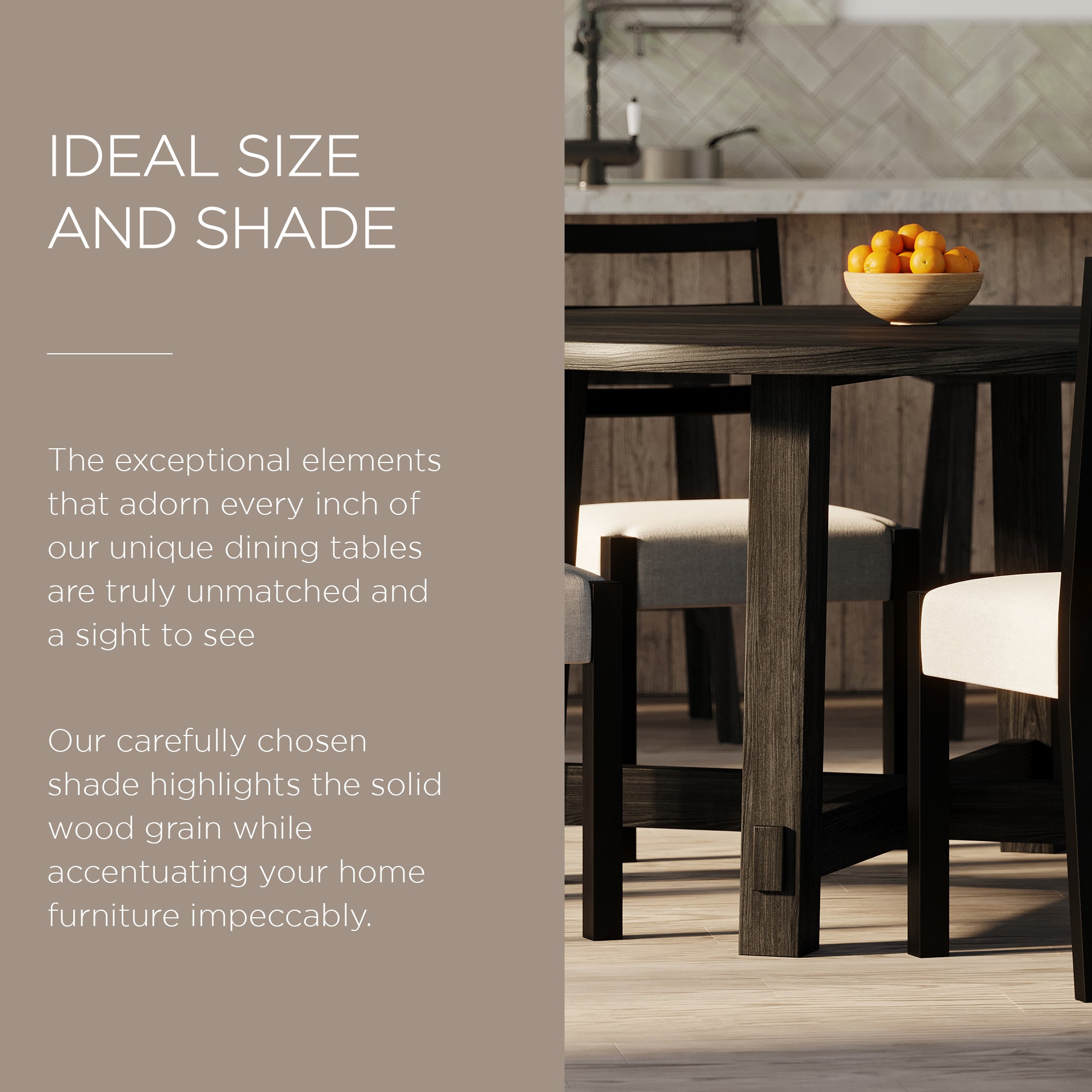 Sasha Organic Round Wooden Dining Table in Weathered Black Finish - VMInnovations