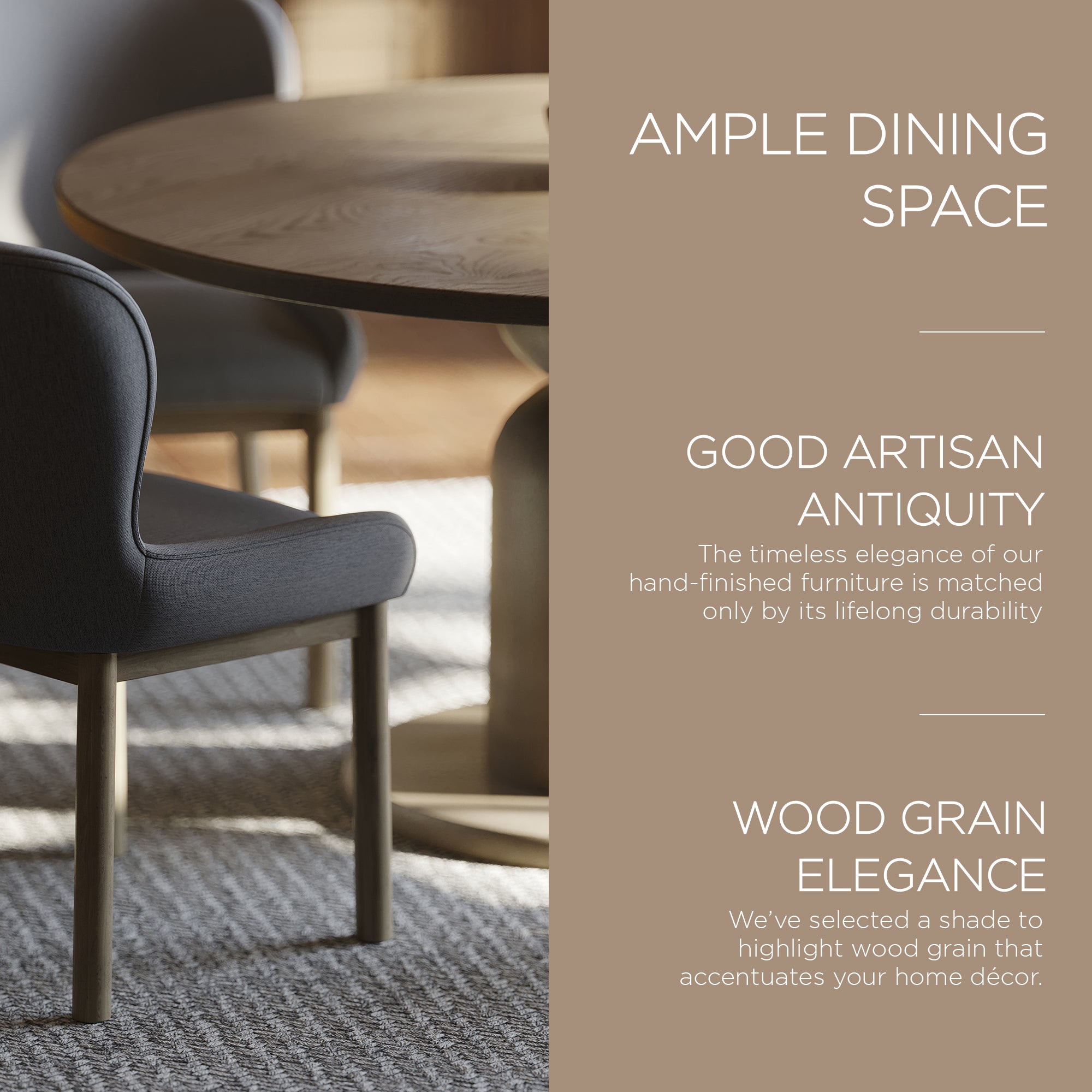 Mila Contemporary Round Wooden Dining Table in Refined Grey Finish - VMInnovations