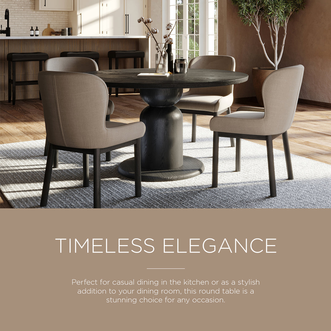 Mila Contemporary Round Wooden Dining Table in Refined Black Finish - VMInnovations