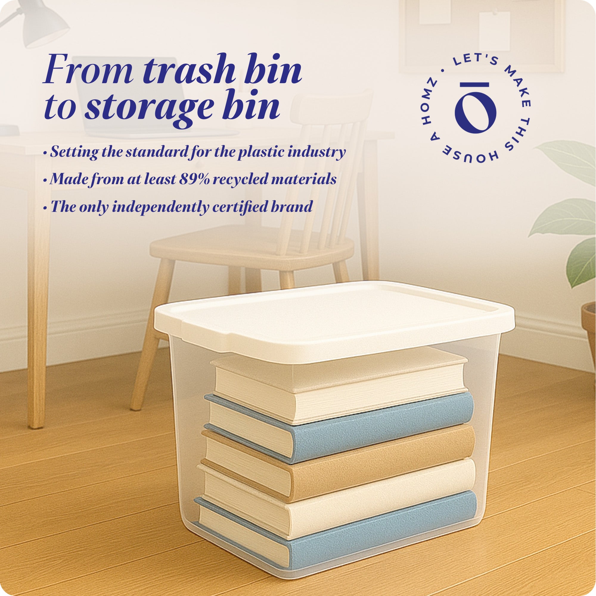 Homz 56 Qt Plastic Storage Container w/Snaplock Lid, Blue (2pk) (Open Box)