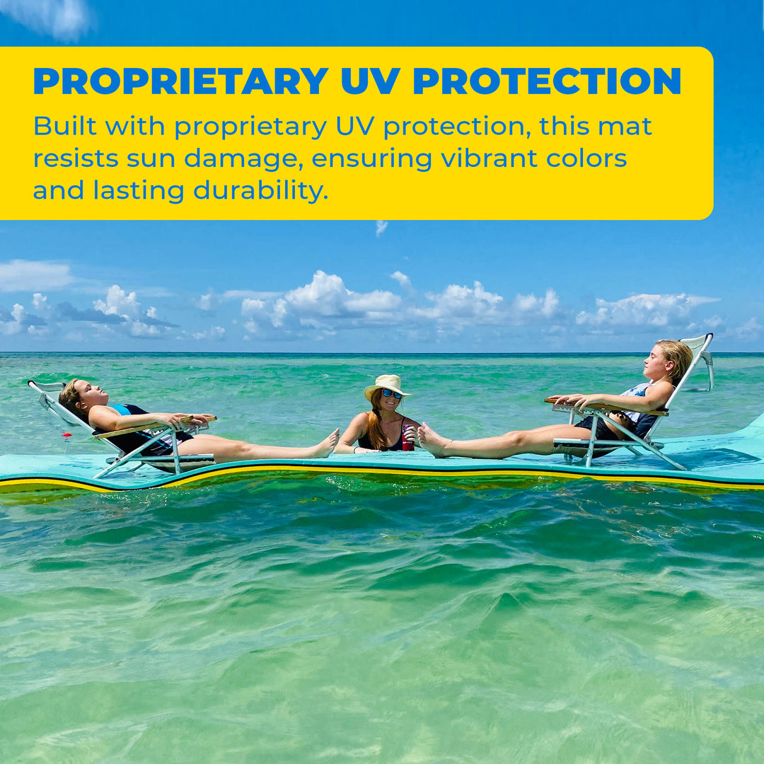 Aqua Lily Pad Floating Mat w/ Duracore, Foam Lake Float, 6’ x 18’, Yellow/Green - VMInnovations