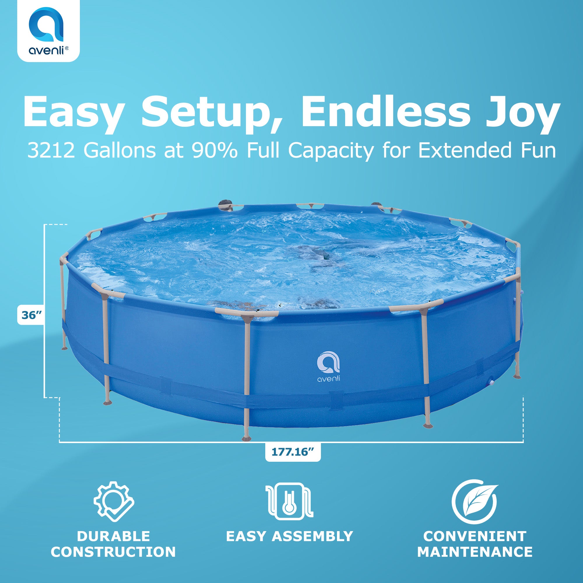 Avenli 15 Foot x 36 Inch Steel Frame LamTech Above Ground Swimming Pool (Used) - VMInnovations
