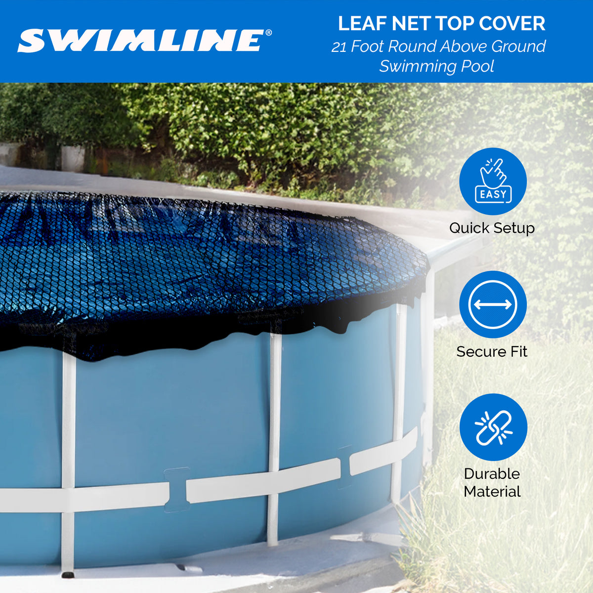 Swimline 21 Foot Round Above Ground Swimming Pool Leaf Net Top Cover (6 Pack)