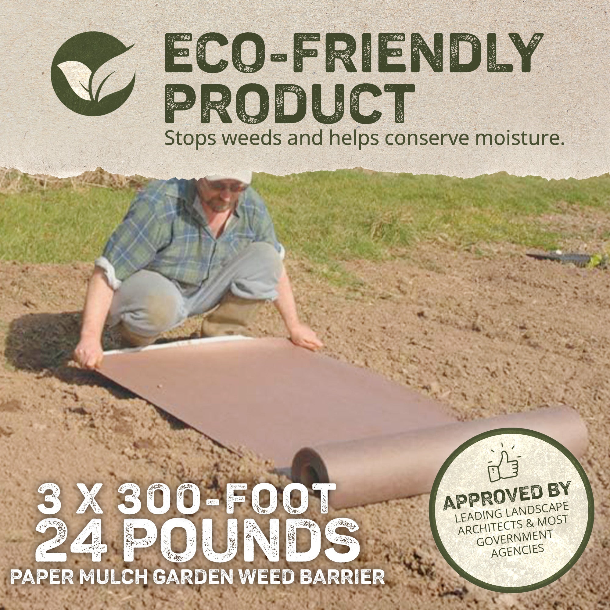 DeWitt NAT3300 3 x 300 Ft Natural Biodegradable Paper Mulch Weed Barrier (Used)
