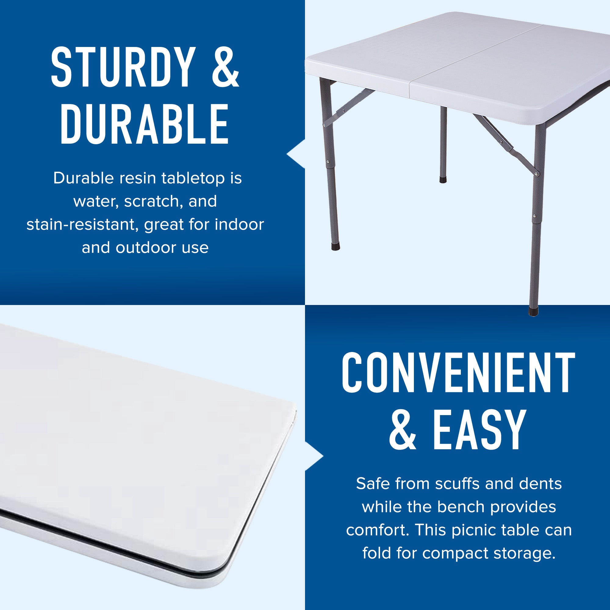 Plastic Development Steel Frame Foldable 34-inch Card Table, White (Open Box) - VMInnovations