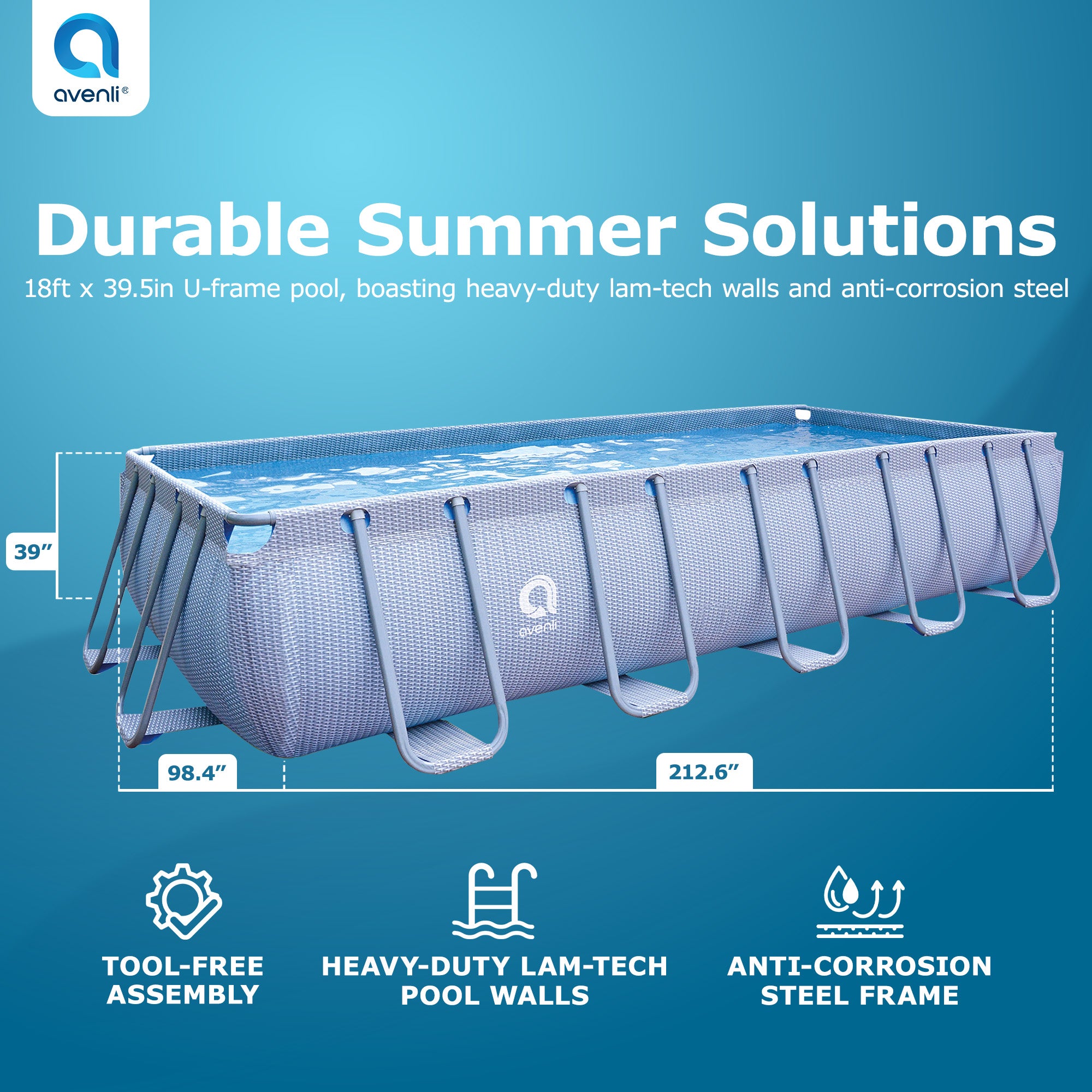jLeisure Avenli 18 Ft x 39.5 In Rectangle Above Ground Swimming Pool (Open Box)