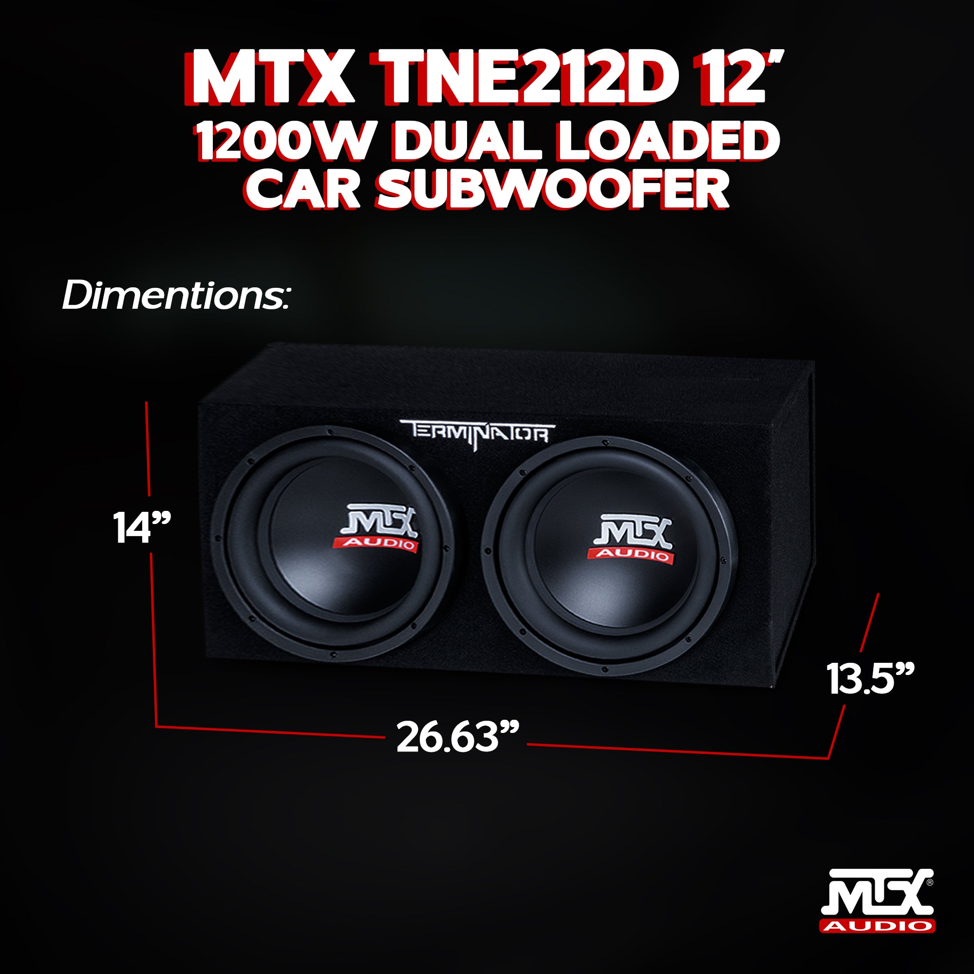 MTX TNE212DV 12-Inch 2000-Watt Max Car Audio Dual Loaded Subwoofer Box Enclosure (Refurbished)